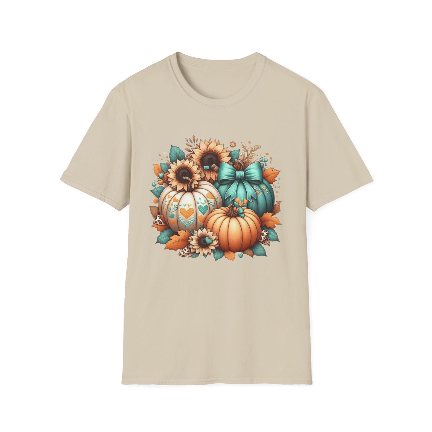 “Harvest Hearts & Bows” Tee – Pumpkin Trio Edition