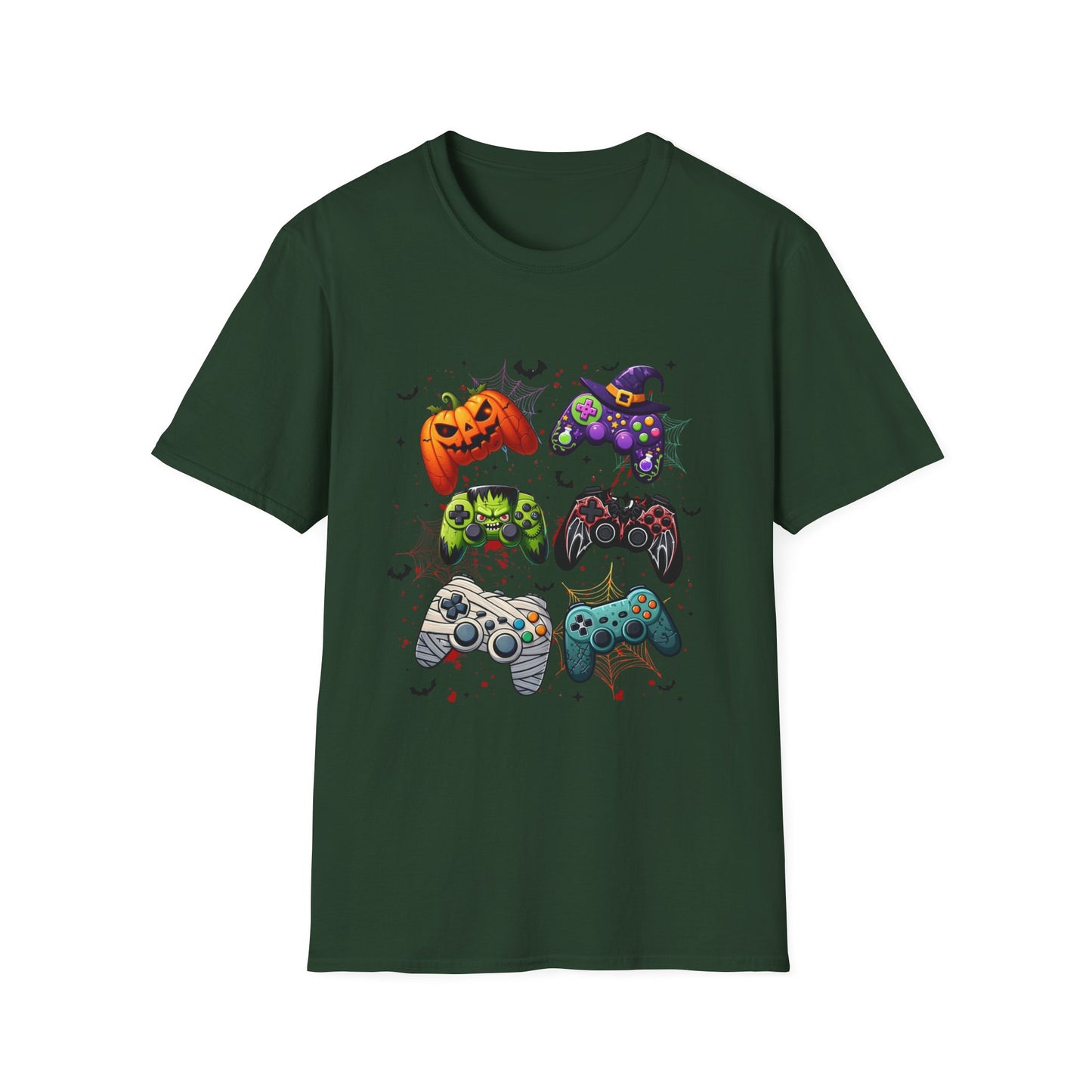 Halloween Gamepad T-Shirt, Gamer Tee for Horror Levels, Spooky Season Shirt, Unisex Softstyle Top, Cursed Vibe Controller Costume