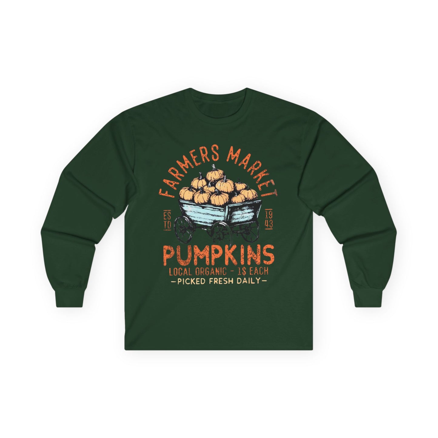 “Farmers Market Pumpkin Cart” Long Sleeve Tee – Est. 1943 Edition
