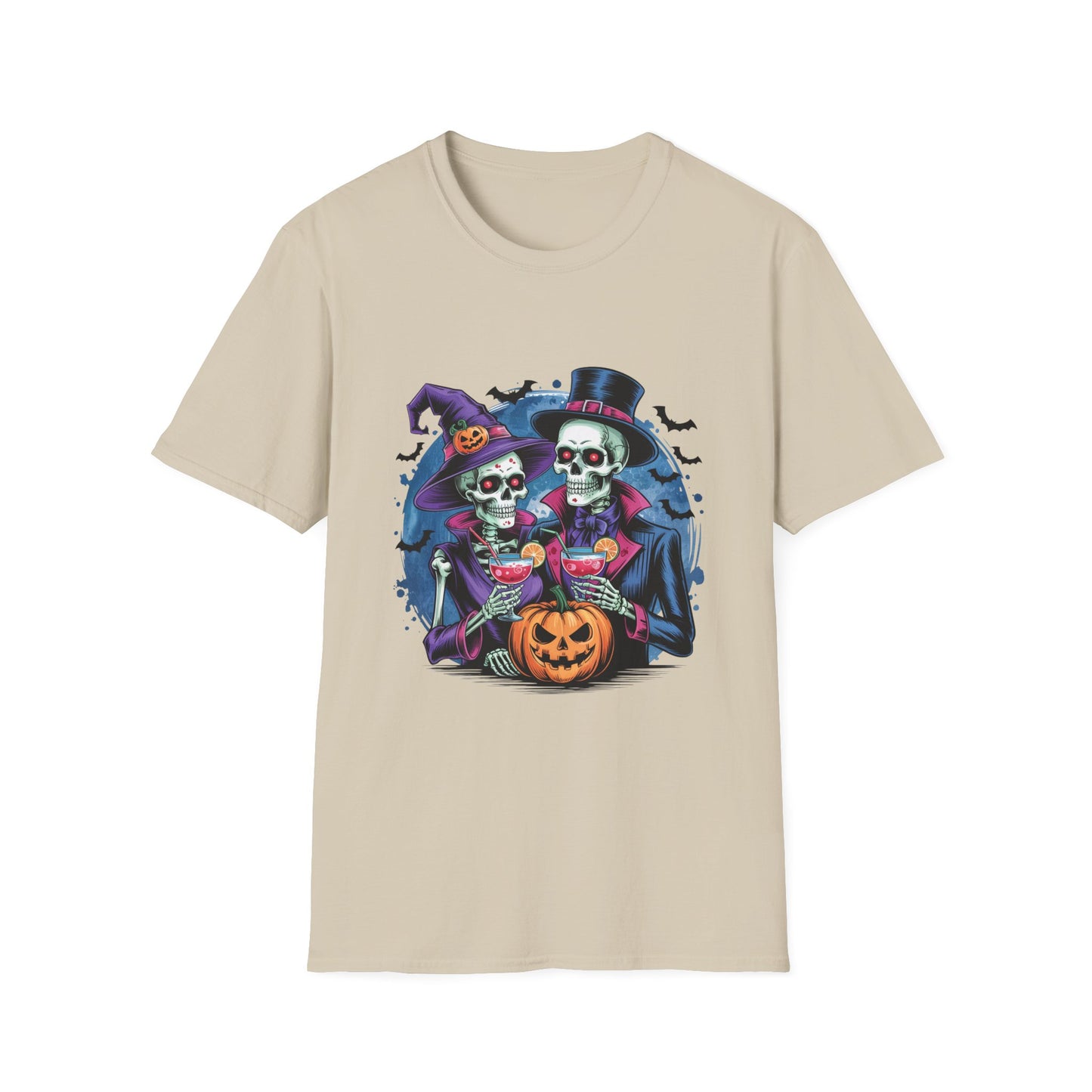 In Death We Toast Softstyle T-Shirt, Halloween Shirt, I Haunt You Shirt, Funny Skeleton Satire Shirt