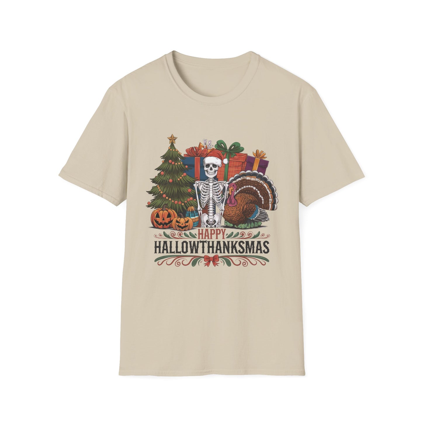 Happy Hallowthanksmas – Skeleton Holiday Mashup Short Sleeve Tee