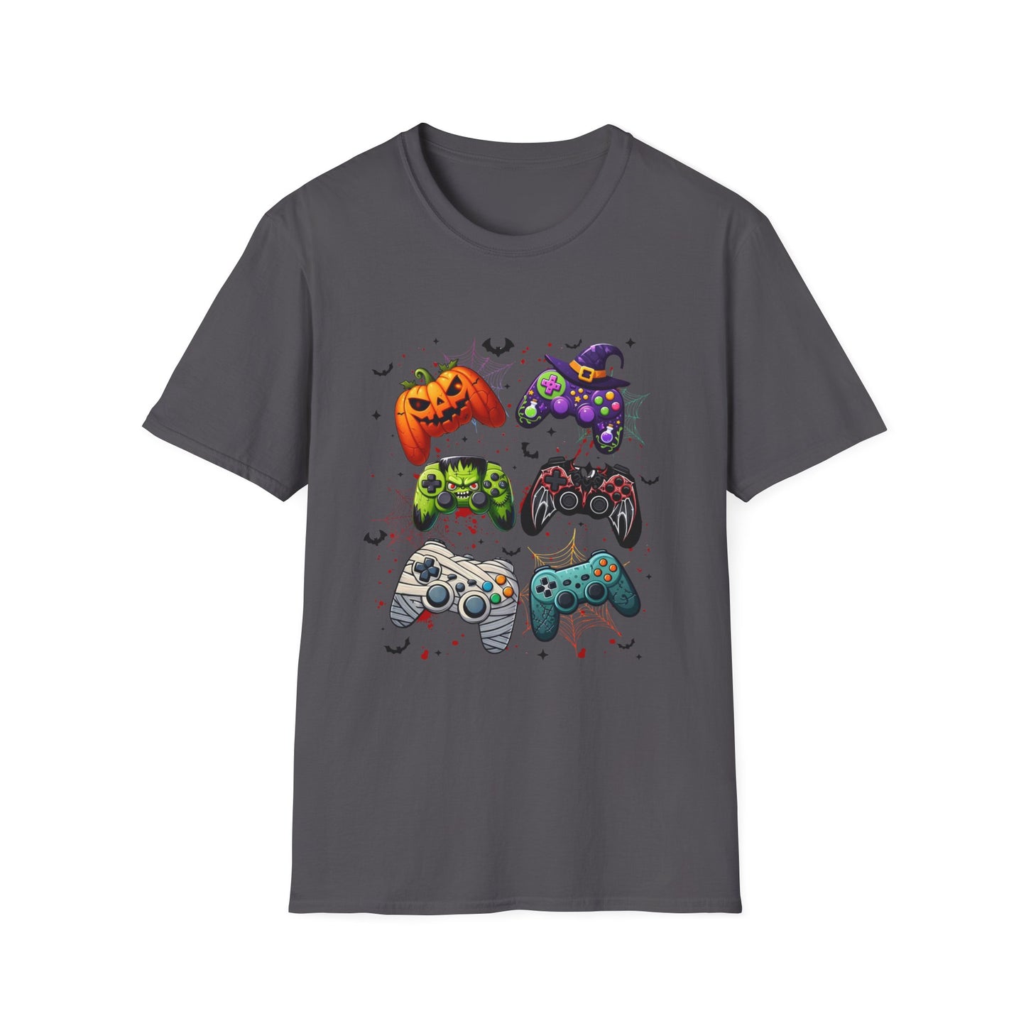 Halloween Gamepad T-Shirt, Gamer Tee for Horror Levels, Spooky Season Shirt, Unisex Softstyle Top, Cursed Vibe Controller Costume