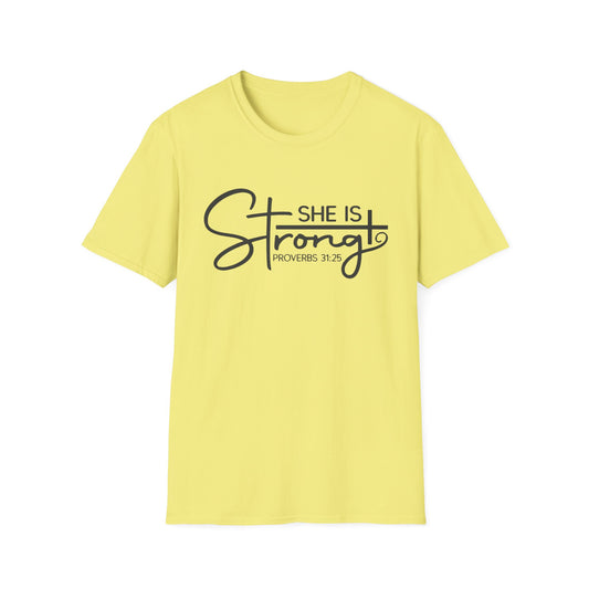 She Is Strong Tee – Proverbs 31:25 Empowerment Edition
