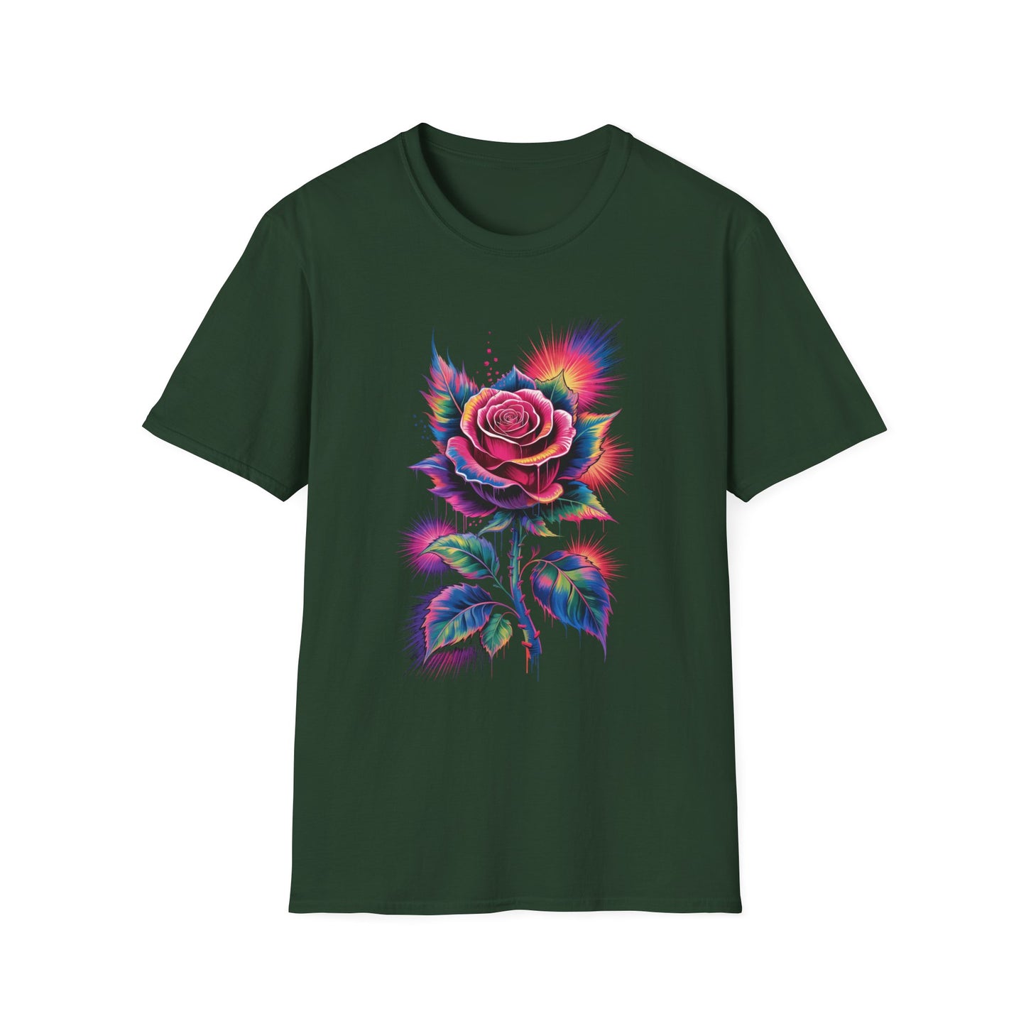 Colorburst Rose Vibrant Floral Graphic Tee