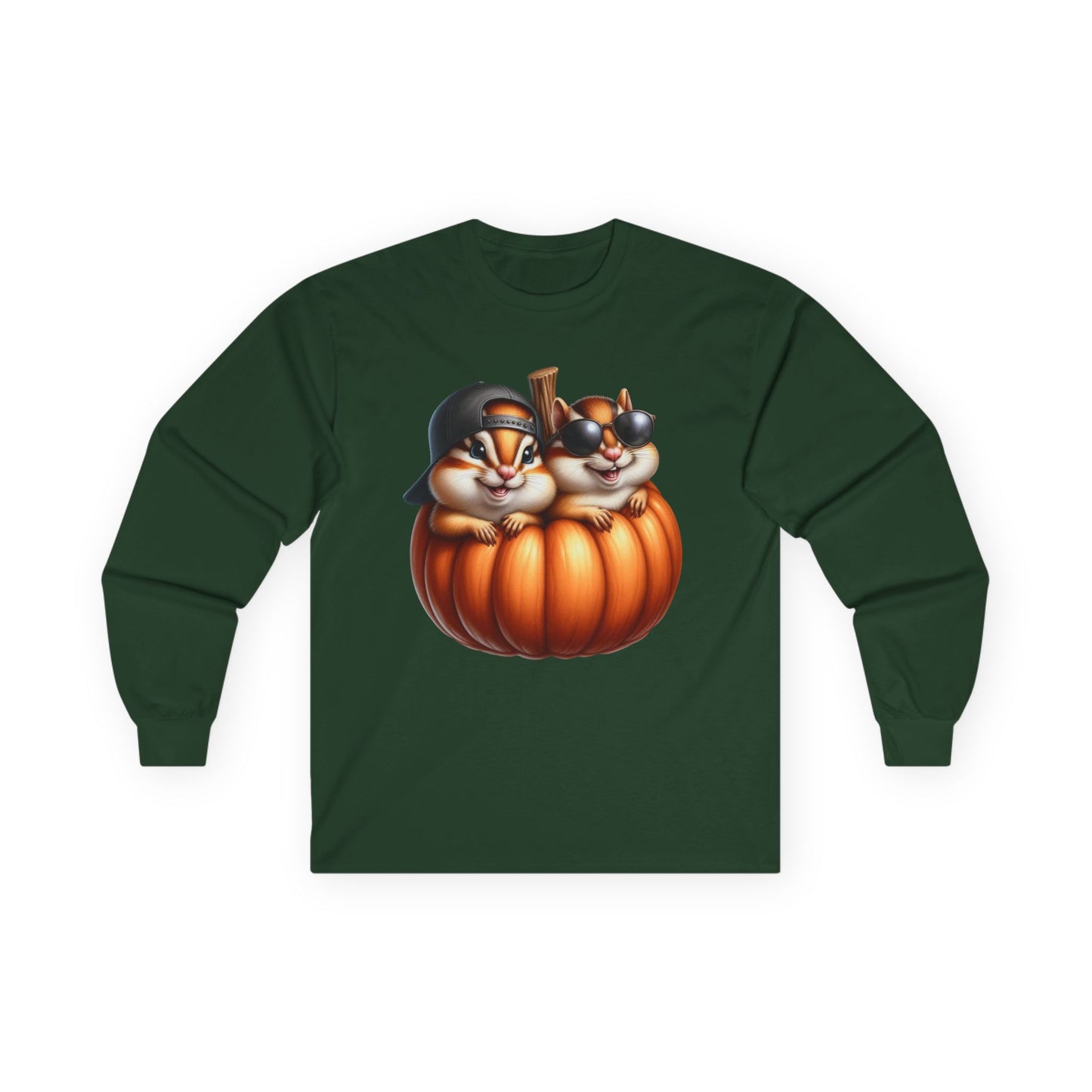 “Pumpkin Pals” Long Sleeve Tee – Chipmunk Chill Edition