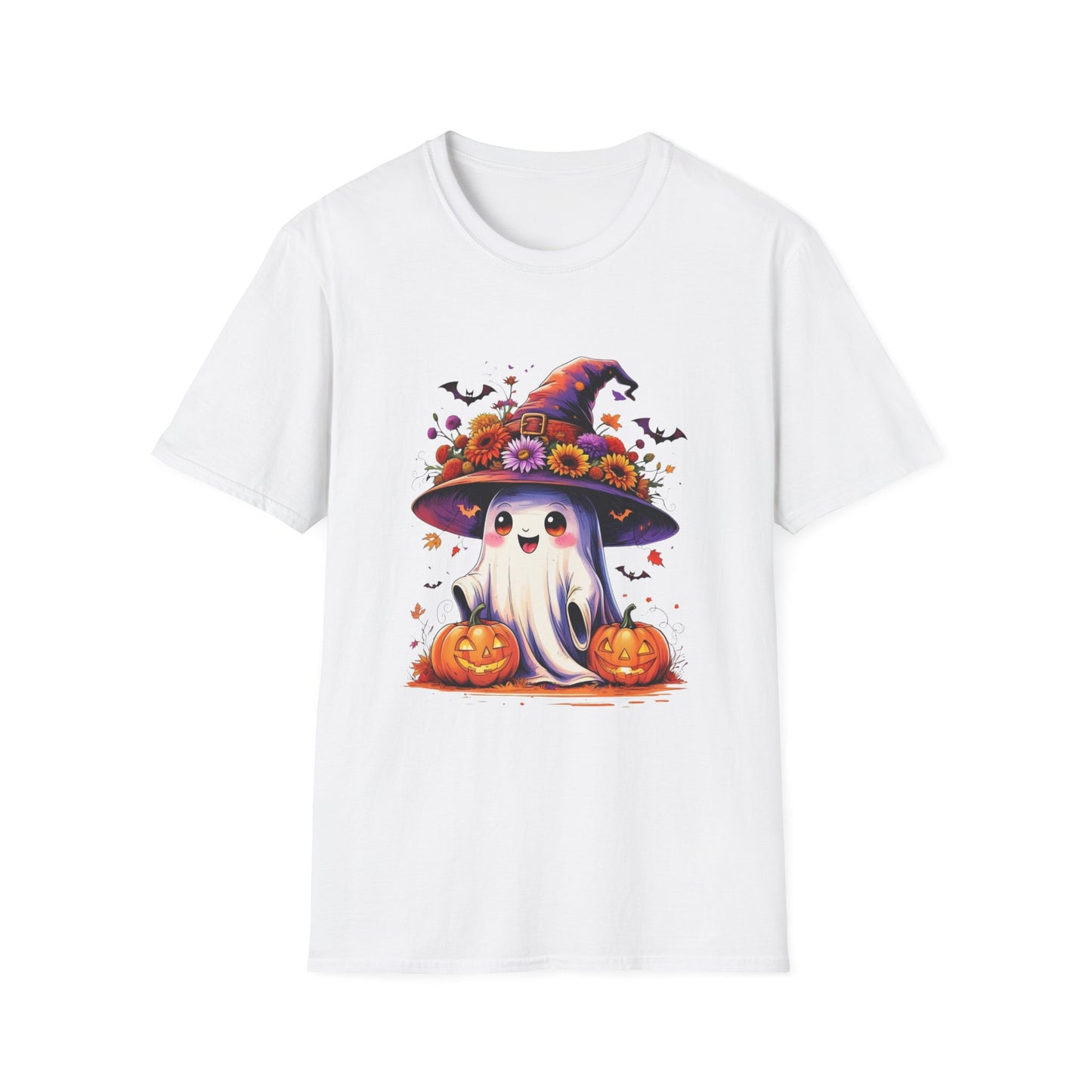 “Floral Ghost & Pumpkin” Tee – Autumn Bloom Edition