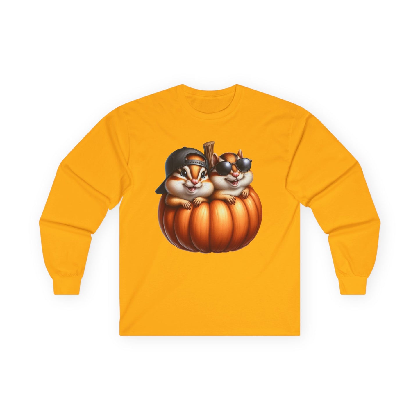 “Pumpkin Pals” Long Sleeve Tee – Chipmunk Chill Edition