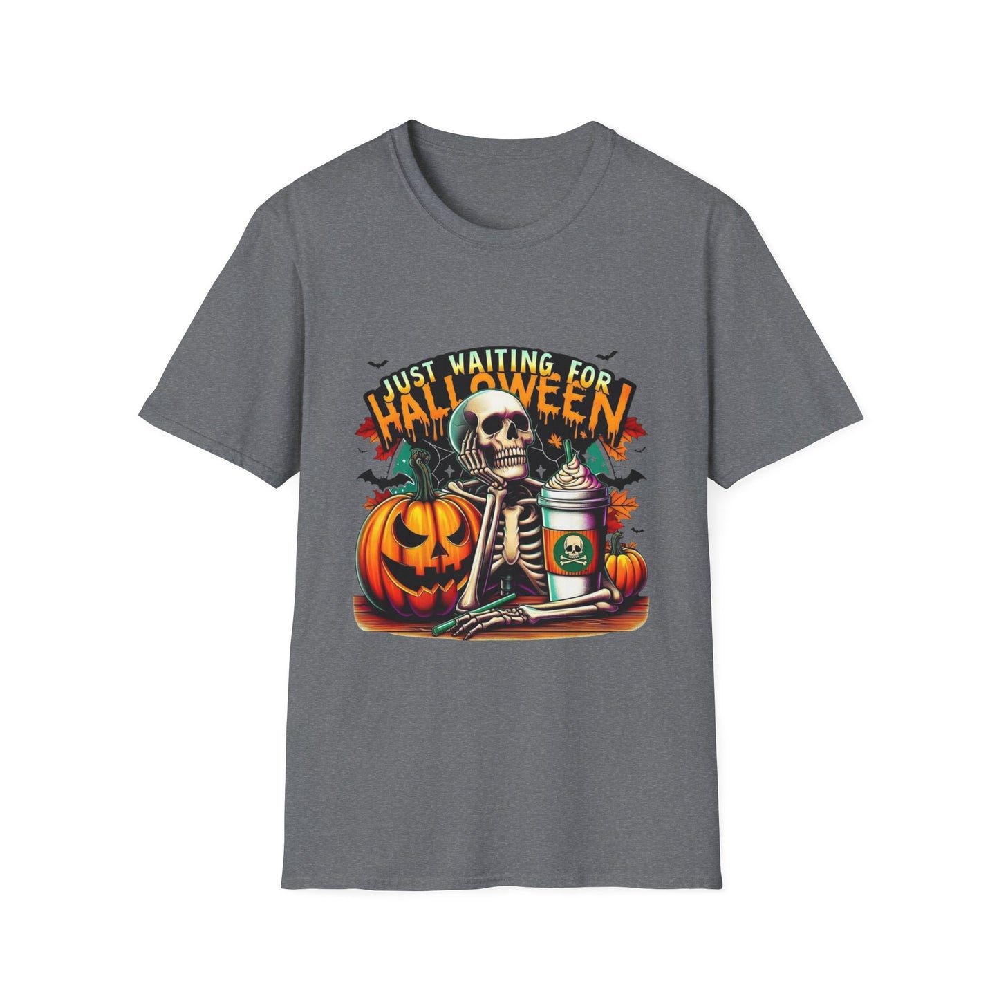 Just Waiting For Halloween Softstyle T-Shirt, Halloween Shirt, Formal Skeleton Shirt, Funny Skeleton Satire Shirt