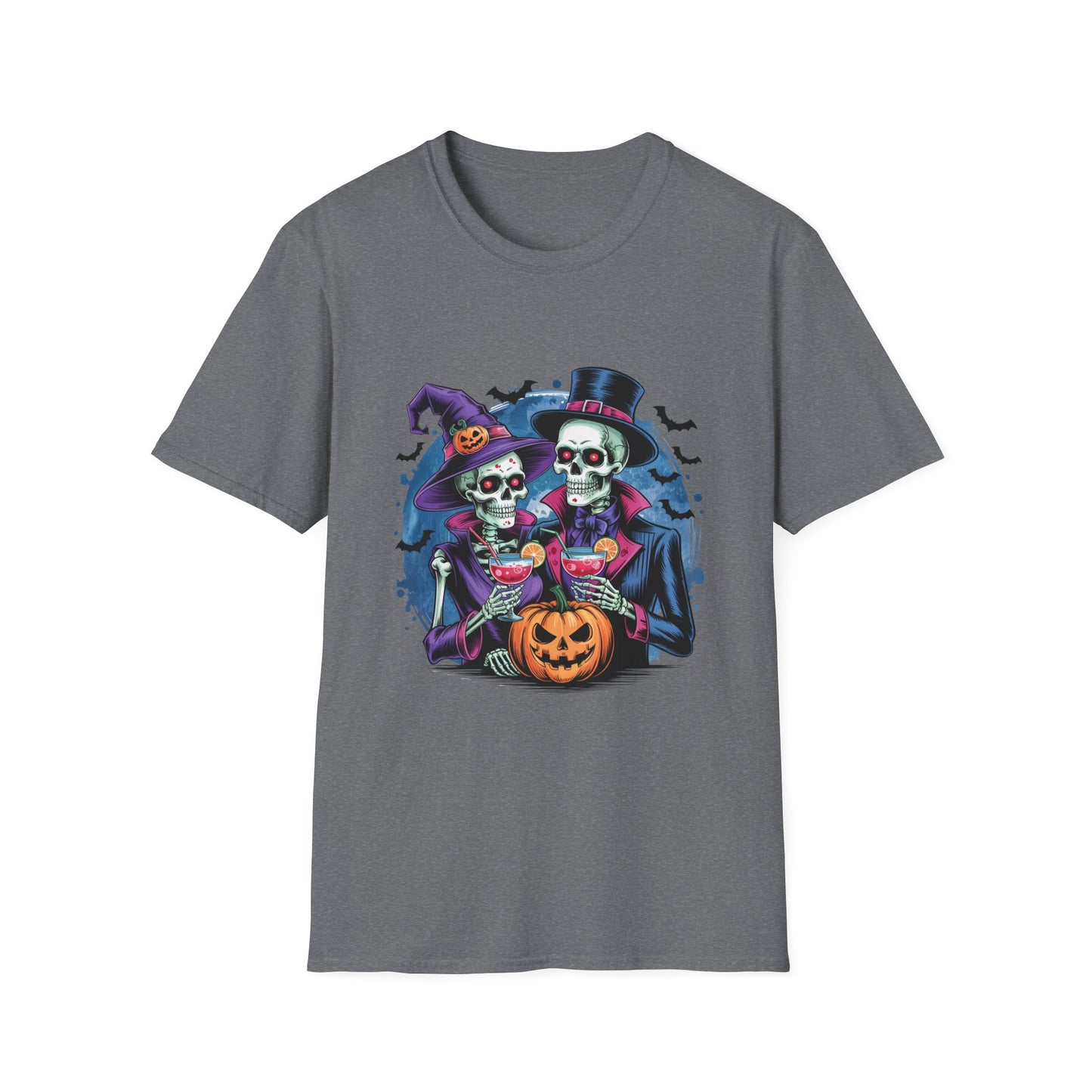 In Death We Toast Softstyle T-Shirt, Halloween Shirt, I Haunt You Shirt, Funny Skeleton Satire Shirt