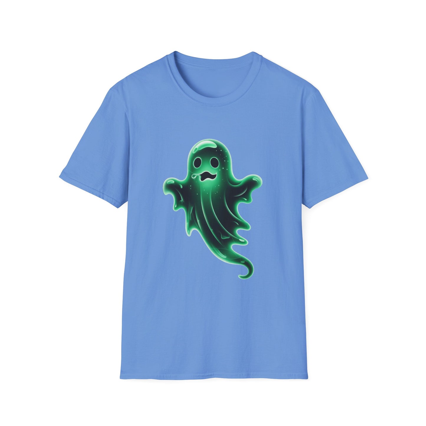 Neon Ghost Unisex Softstyle T-Shirt, Haunted Spirit Tee, Halloween Shirt, Supernatural Apparel, Glow in the Dark Clothing
