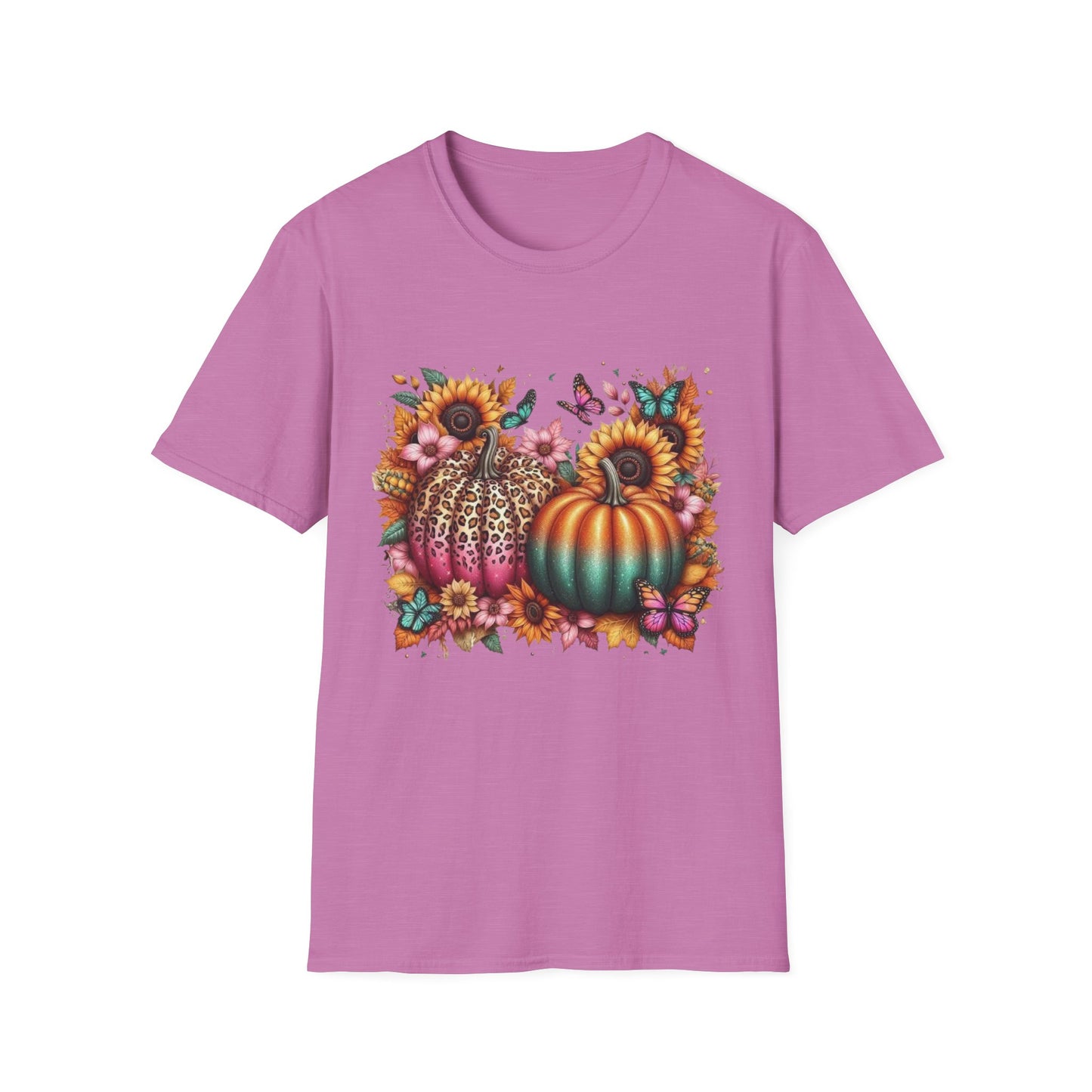 “Wild Bloom Pumpkins” Tee – Leopard Luxe & Teal Twilight Edition