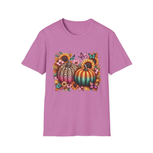 “Wild Bloom Pumpkins” Tee – Leopard Luxe & Teal Twilight Edition