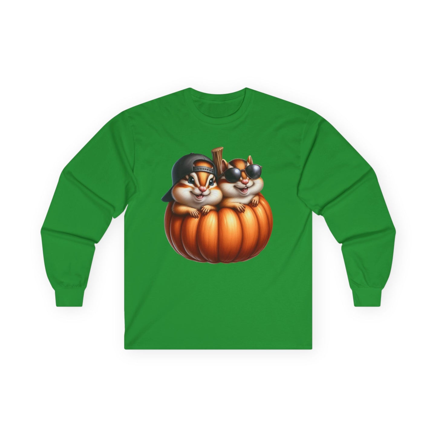 “Pumpkin Pals” Long Sleeve Tee – Chipmunk Chill Edition