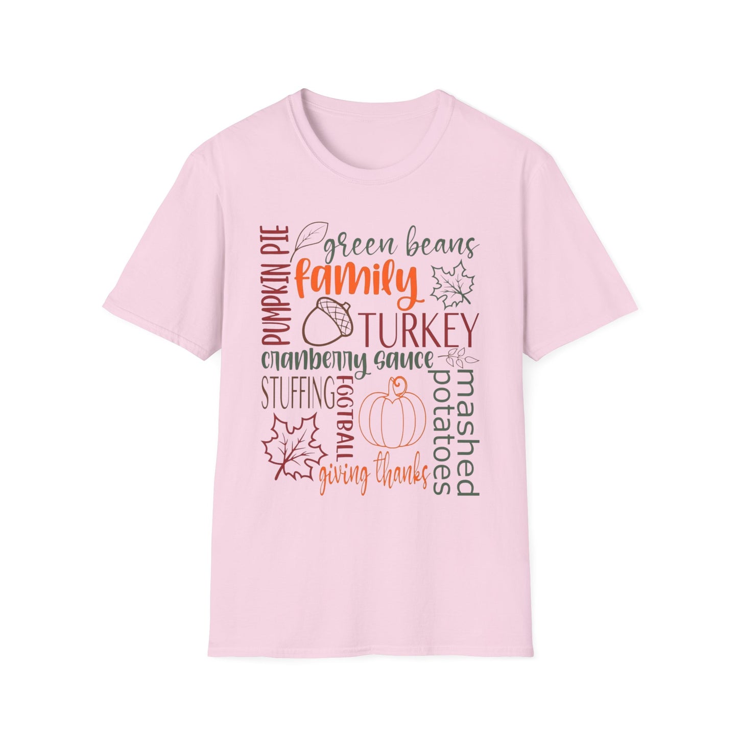 Thanksgiving Word Collage – Feast & Family Edition Short Sleeve Tee