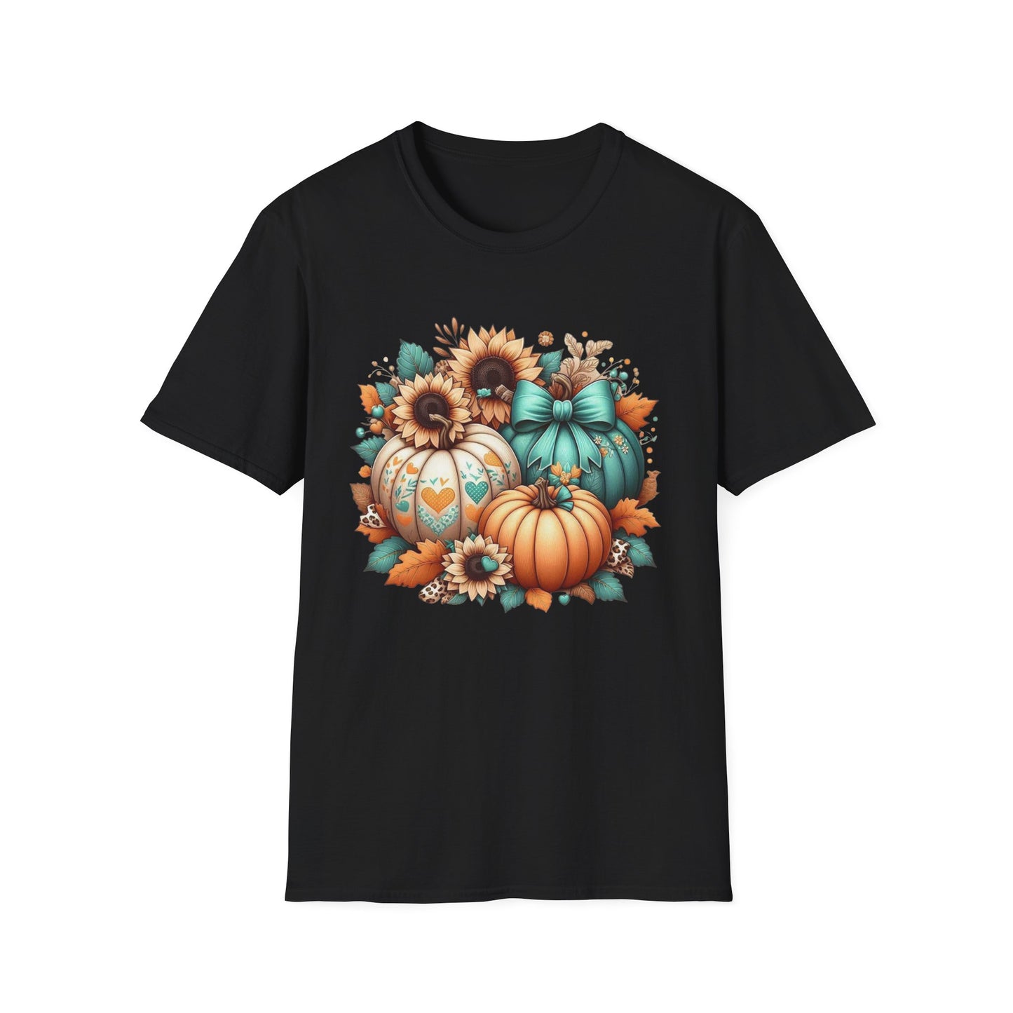 “Harvest Hearts & Bows” Tee – Pumpkin Trio Edition