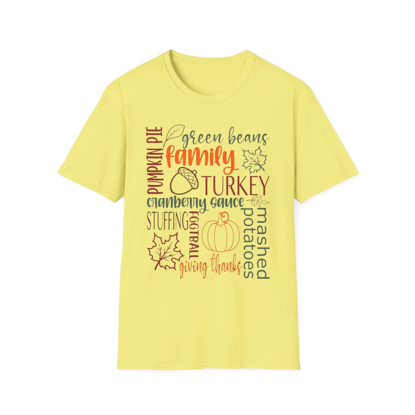 Thanksgiving Word Collage – Feast & Family Edition Short Sleeve Tee