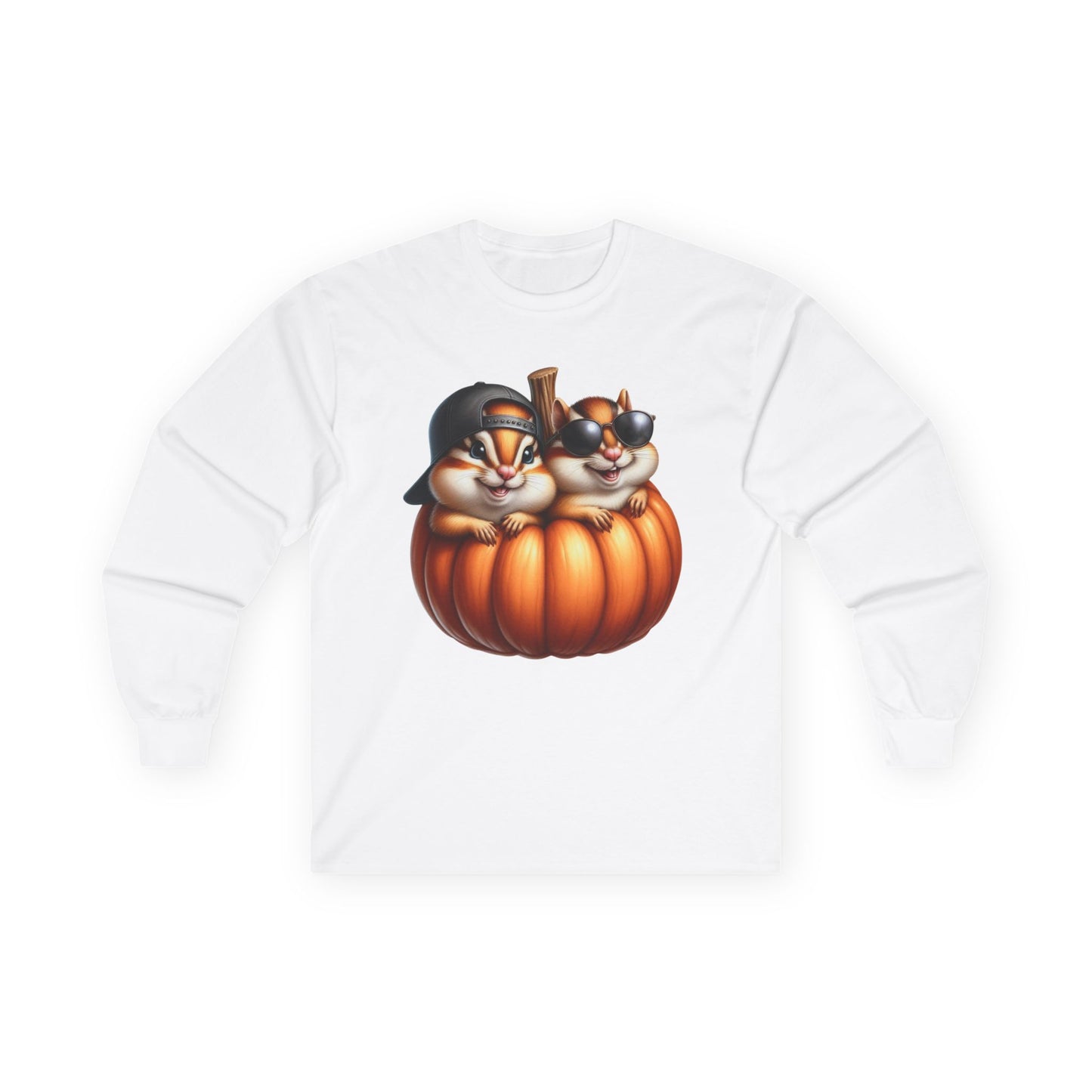 “Pumpkin Pals” Long Sleeve Tee – Chipmunk Chill Edition
