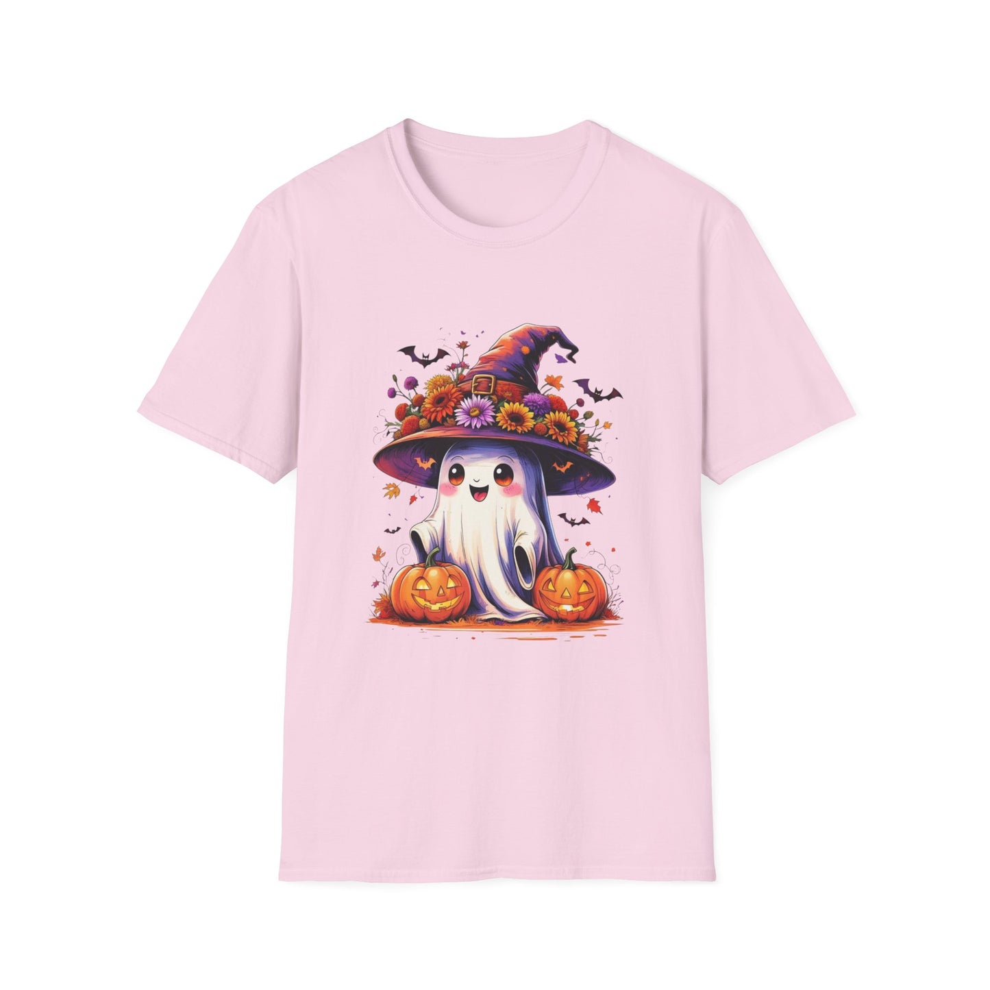 “Floral Ghost & Pumpkin” Tee – Autumn Bloom Edition
