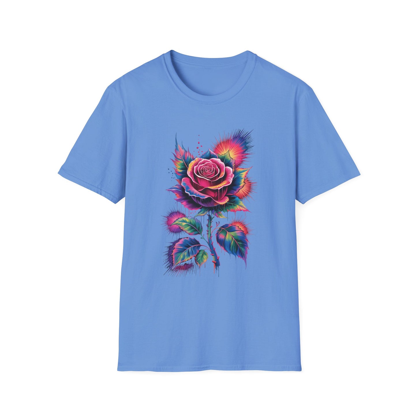 Colorburst Rose Vibrant Floral Graphic Tee