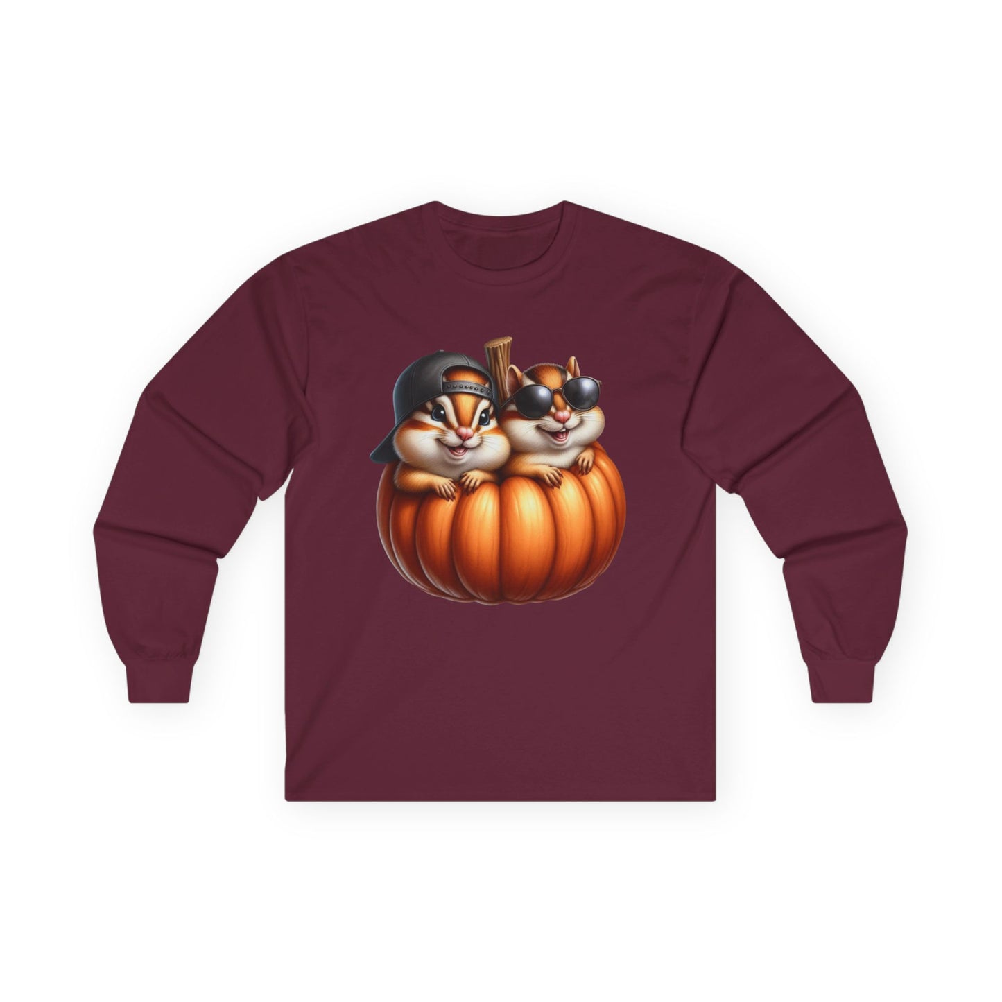 “Pumpkin Pals” Long Sleeve Tee – Chipmunk Chill Edition