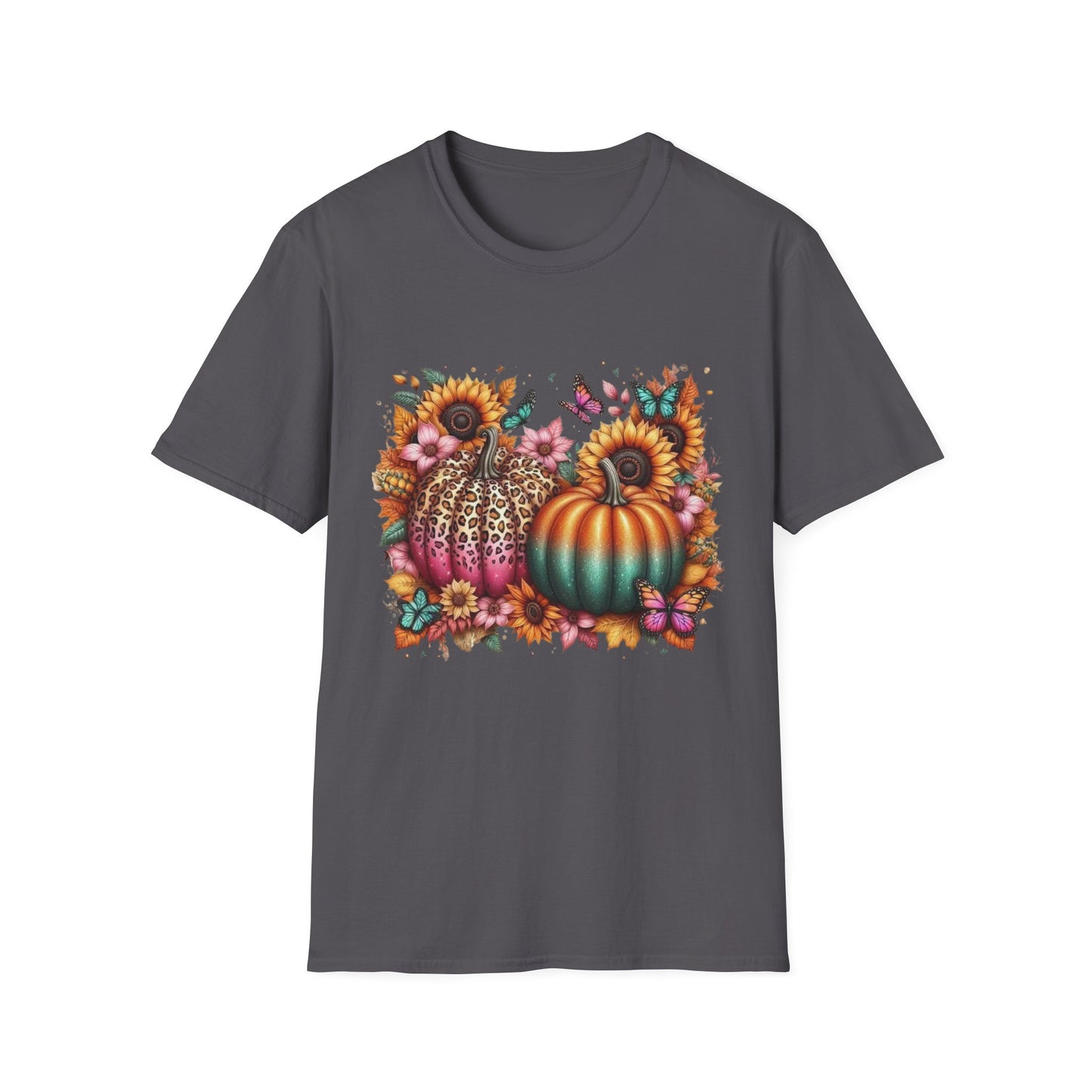 “Wild Bloom Pumpkins” Tee – Leopard Luxe & Teal Twilight Edition