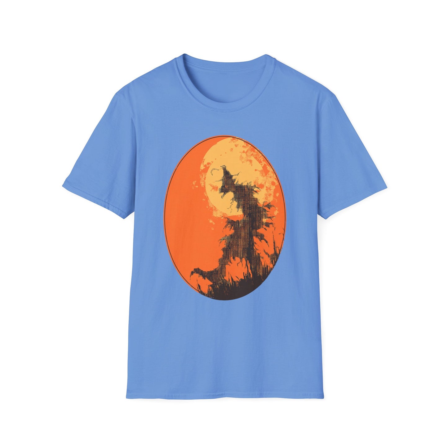 Field of Fear Halloween Twisted Scarecrow Silhouette Design Tee