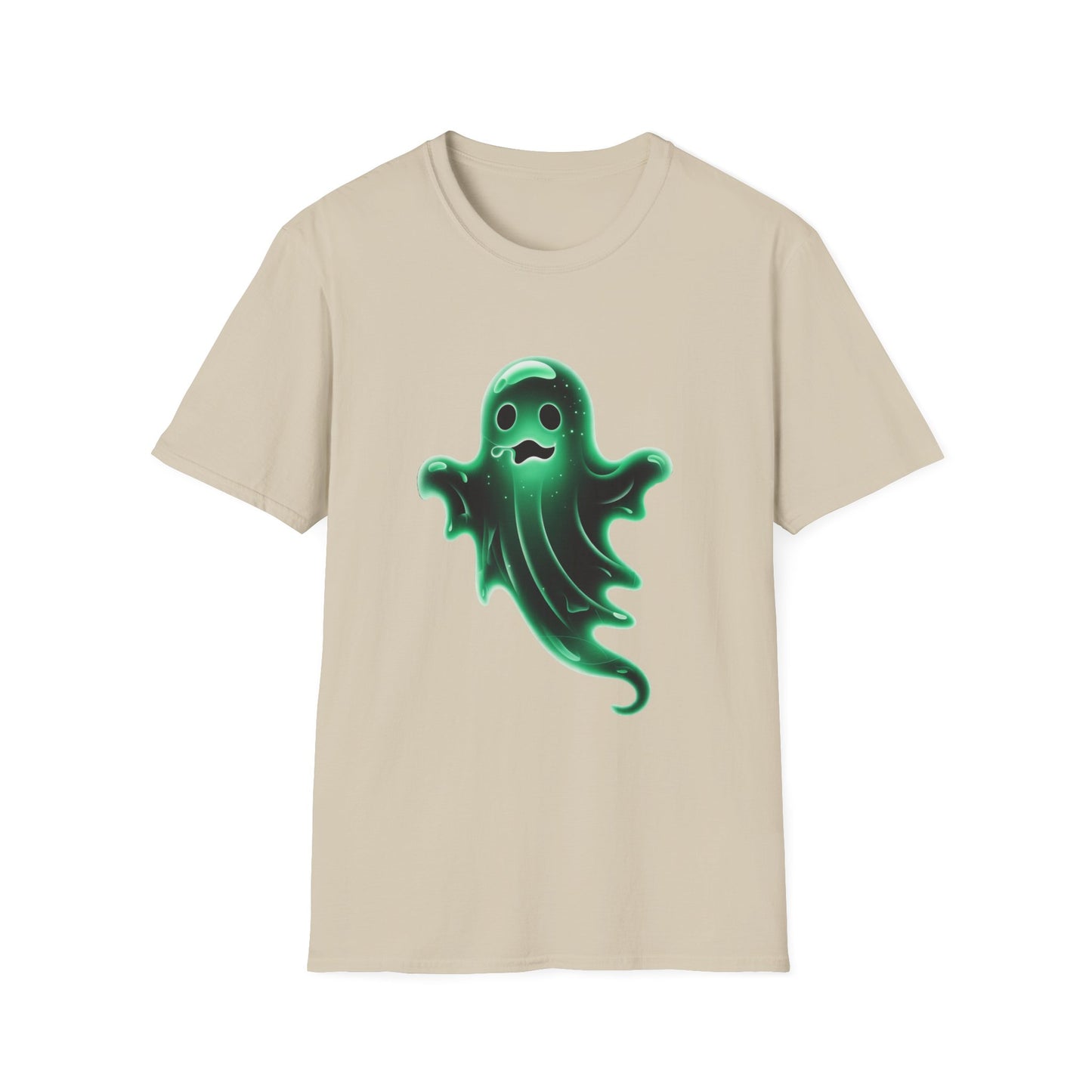 Neon Ghost Unisex Softstyle T-Shirt, Haunted Spirit Tee, Halloween Shirt, Supernatural Apparel, Glow in the Dark Clothing