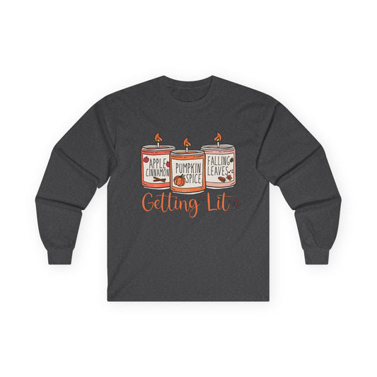 “Getting Lit” Long Sleeve Tee – Fall Candle Trio Edition