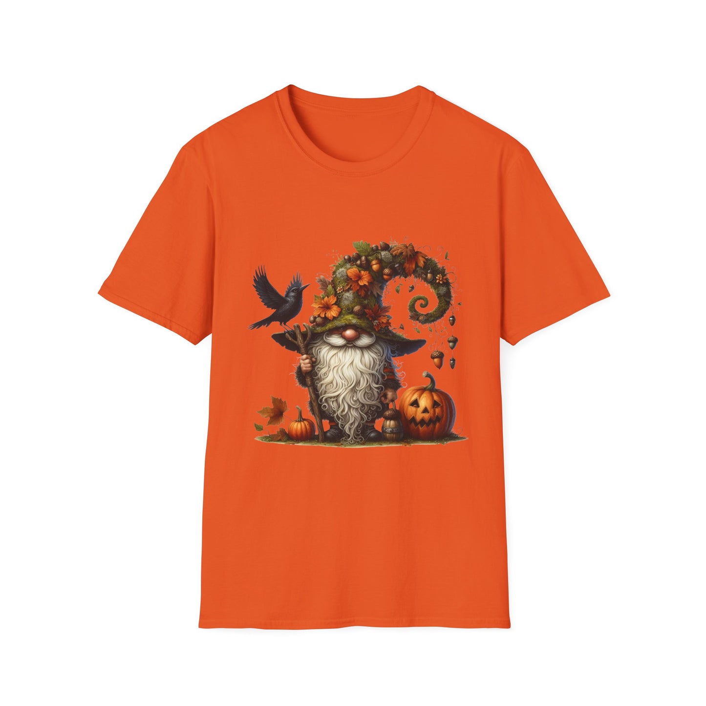 Halloween Forest Gnome Softstyle T-Shirt, Trick or Treat Tee, Spooky Halloween Shirt, Autumn Witch Hat Shirt, Enchanted Brew Top