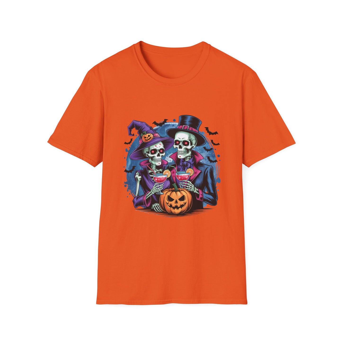 In Death We Toast Softstyle T-Shirt, Halloween Shirt, I Haunt You Shirt, Funny Skeleton Satire Shirt