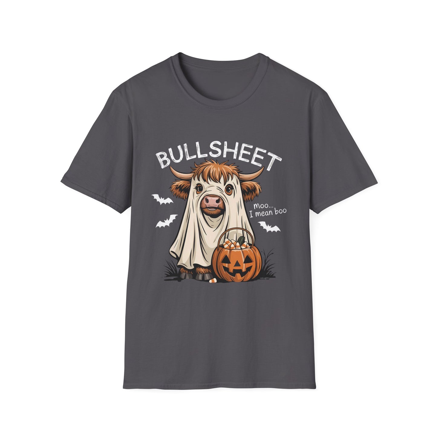 Halloween Bullsheet Cow Softstyle T-Shirt, Trick or Treat Tee, Spooky Halloween Shirt, Sarcastic Cow Shirt