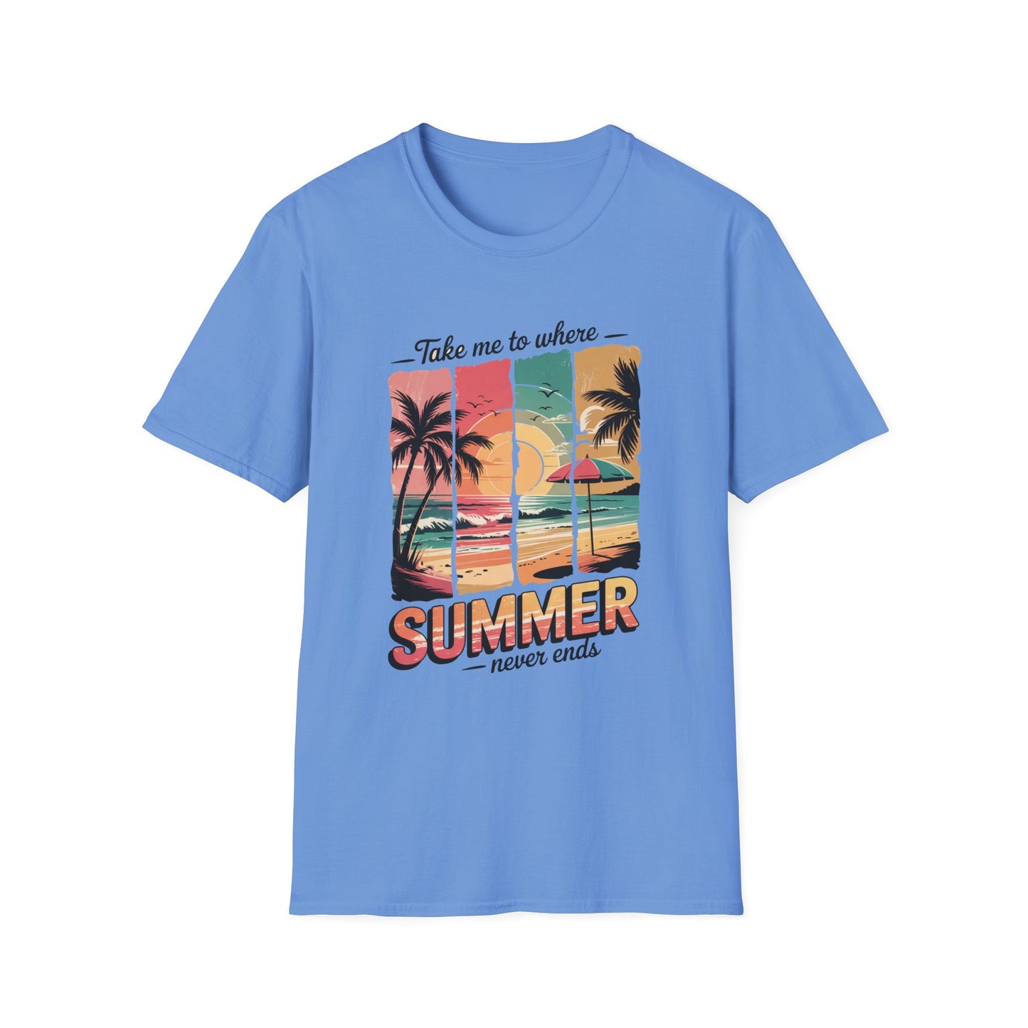 Where Summer Never Ends Sunset Panel Graphic Tee