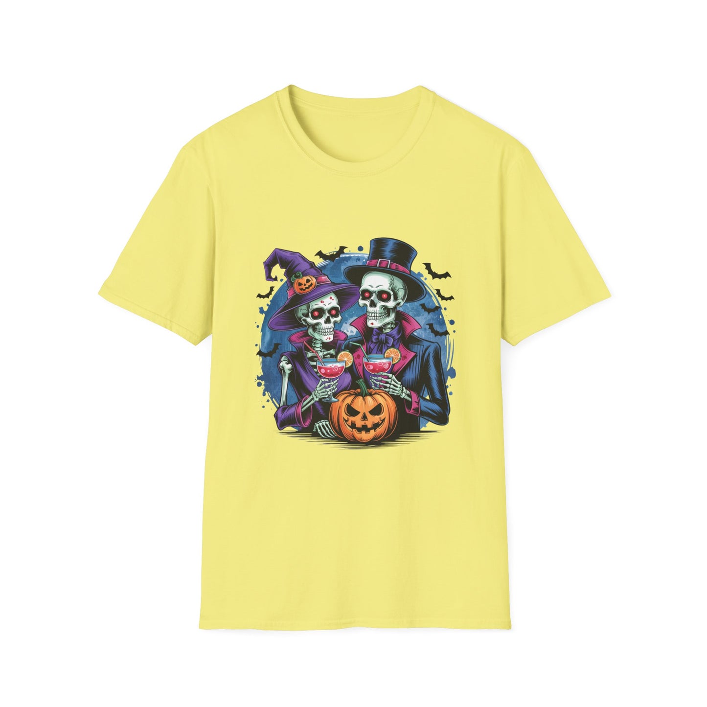 In Death We Toast Softstyle T-Shirt, Halloween Shirt, I Haunt You Shirt, Funny Skeleton Satire Shirt