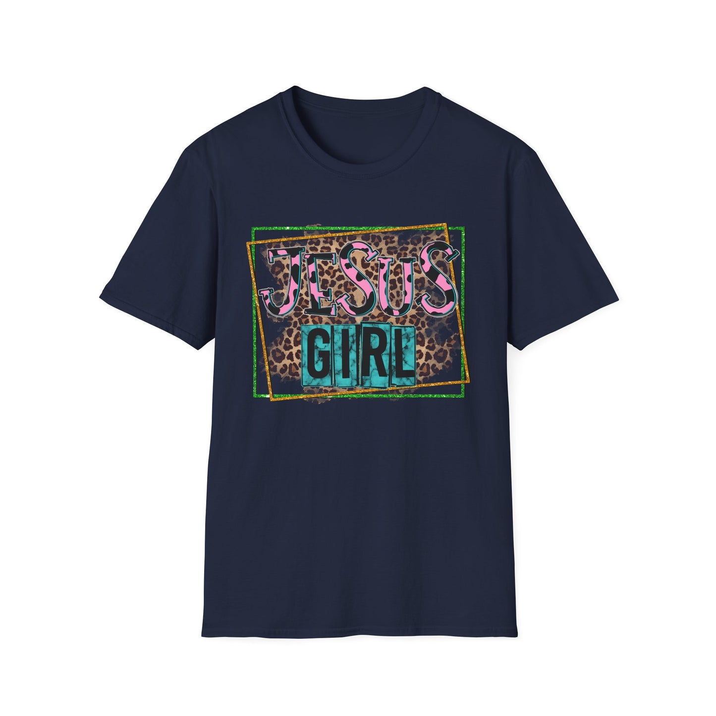 Jesus Girl Leopard Glitter Tee – Faith Meets Fierce