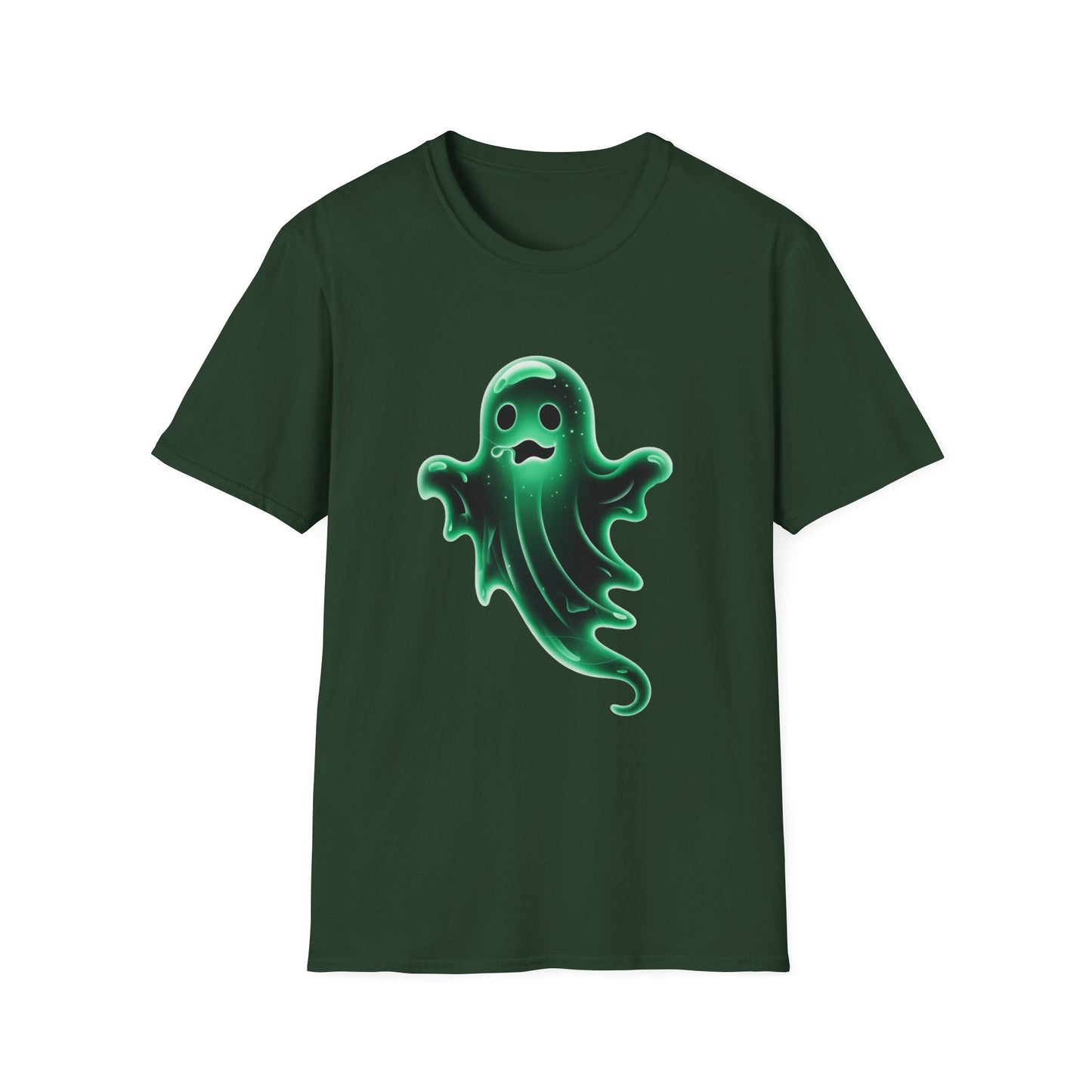 Neon Ghost Unisex Softstyle T-Shirt, Haunted Spirit Tee, Halloween Shirt, Supernatural Apparel, Glow in the Dark Clothing