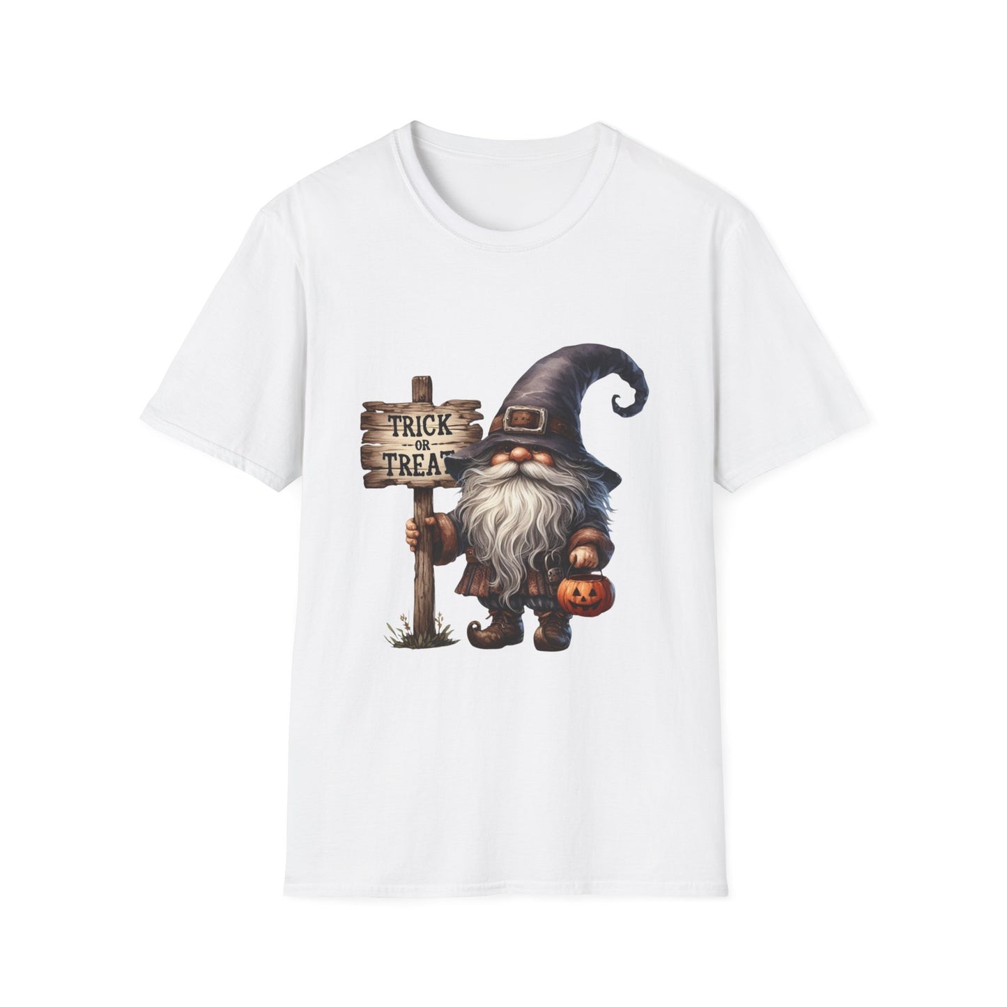 Happy Halloween Gnome Softstyle T-Shirt, Trick or Treat Tee, Spooky Halloween Shirt, Autumn Witch Hat Shirt, Enchanted Brew Top