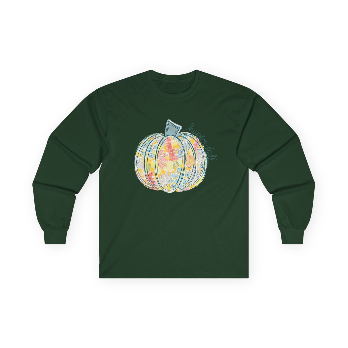 “Happy Fall Floral Pumpkin” Long Sleeve Tee – Bloom & Gourd Edition