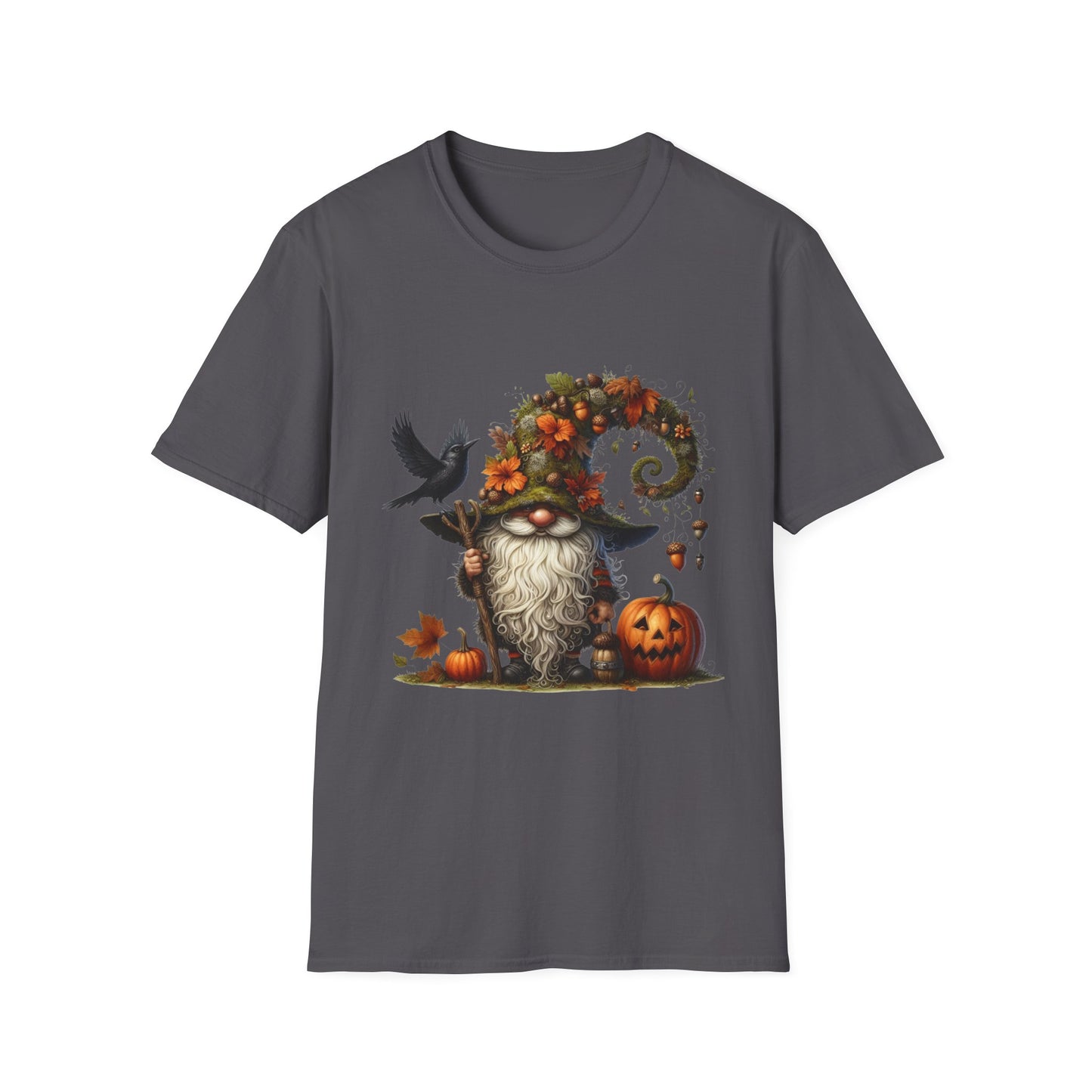 Halloween Forest Gnome Softstyle T-Shirt, Trick or Treat Tee, Spooky Halloween Shirt, Autumn Witch Hat Shirt, Enchanted Brew Top