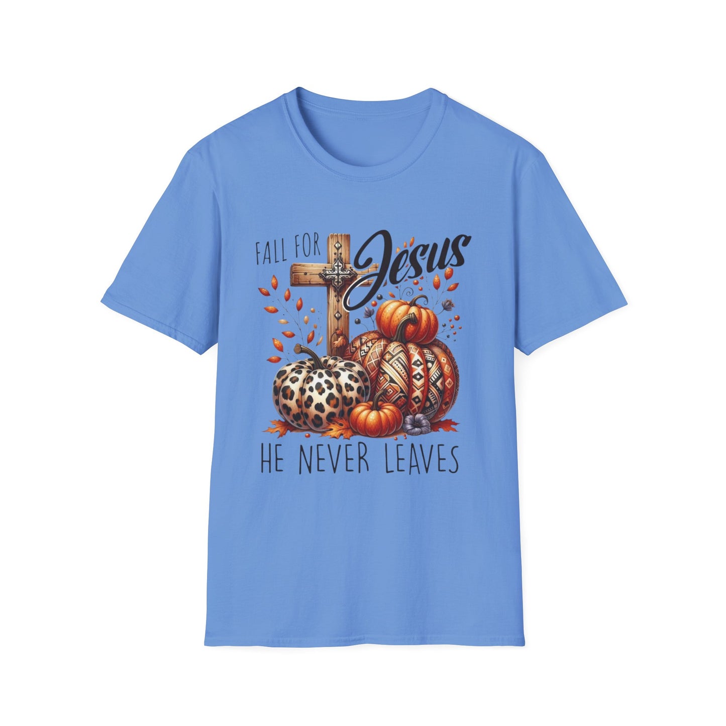 Fall for Jesus – He Never Leaves Short Sleeve Tee