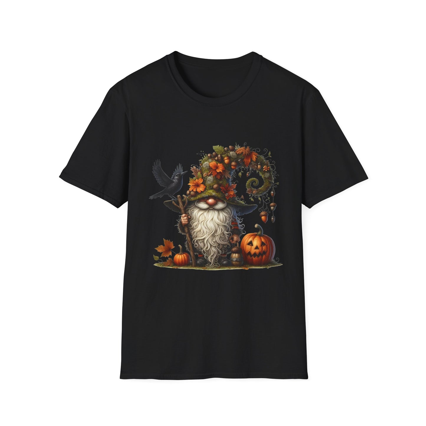Halloween Forest Gnome Softstyle T-Shirt, Trick or Treat Tee, Spooky Halloween Shirt, Autumn Witch Hat Shirt, Enchanted Brew Top
