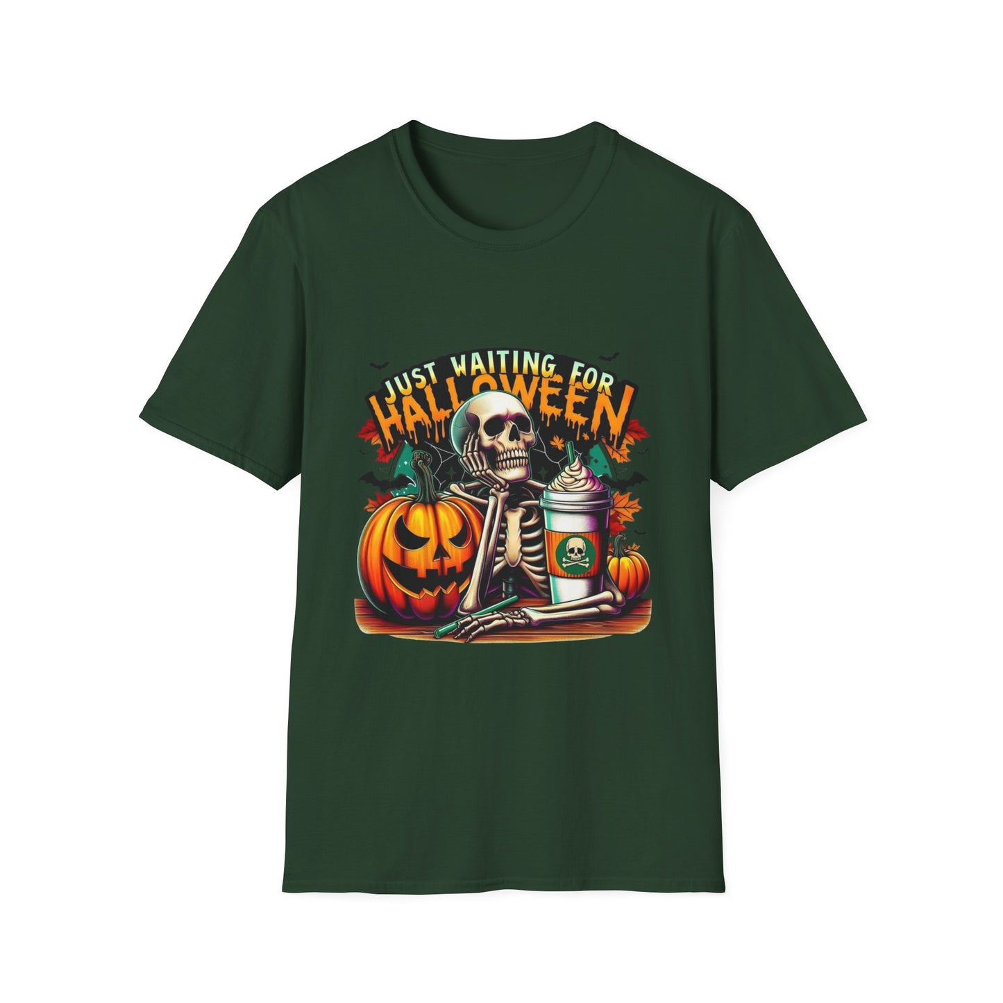 Just Waiting For Halloween Softstyle T-Shirt, Halloween Shirt, Formal Skeleton Shirt, Funny Skeleton Satire Shirt
