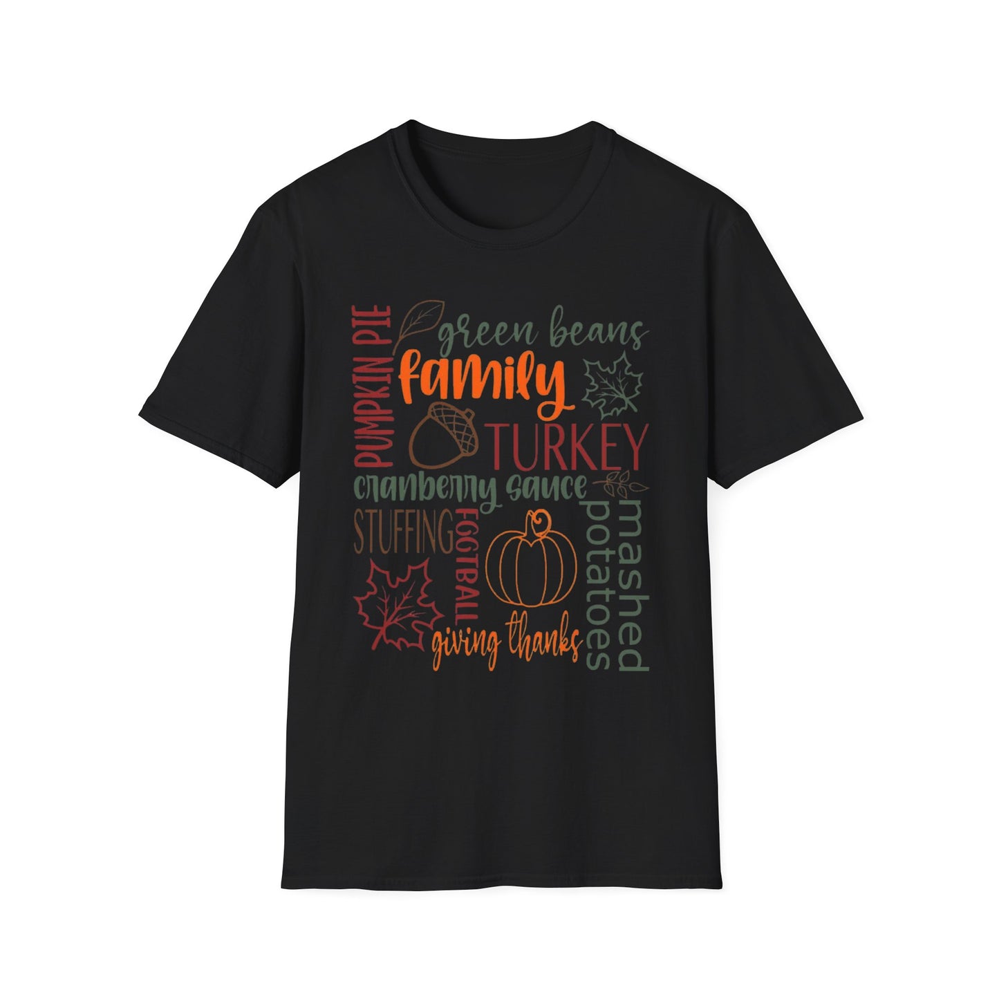 Thanksgiving Word Collage – Feast & Family Edition Short Sleeve Tee