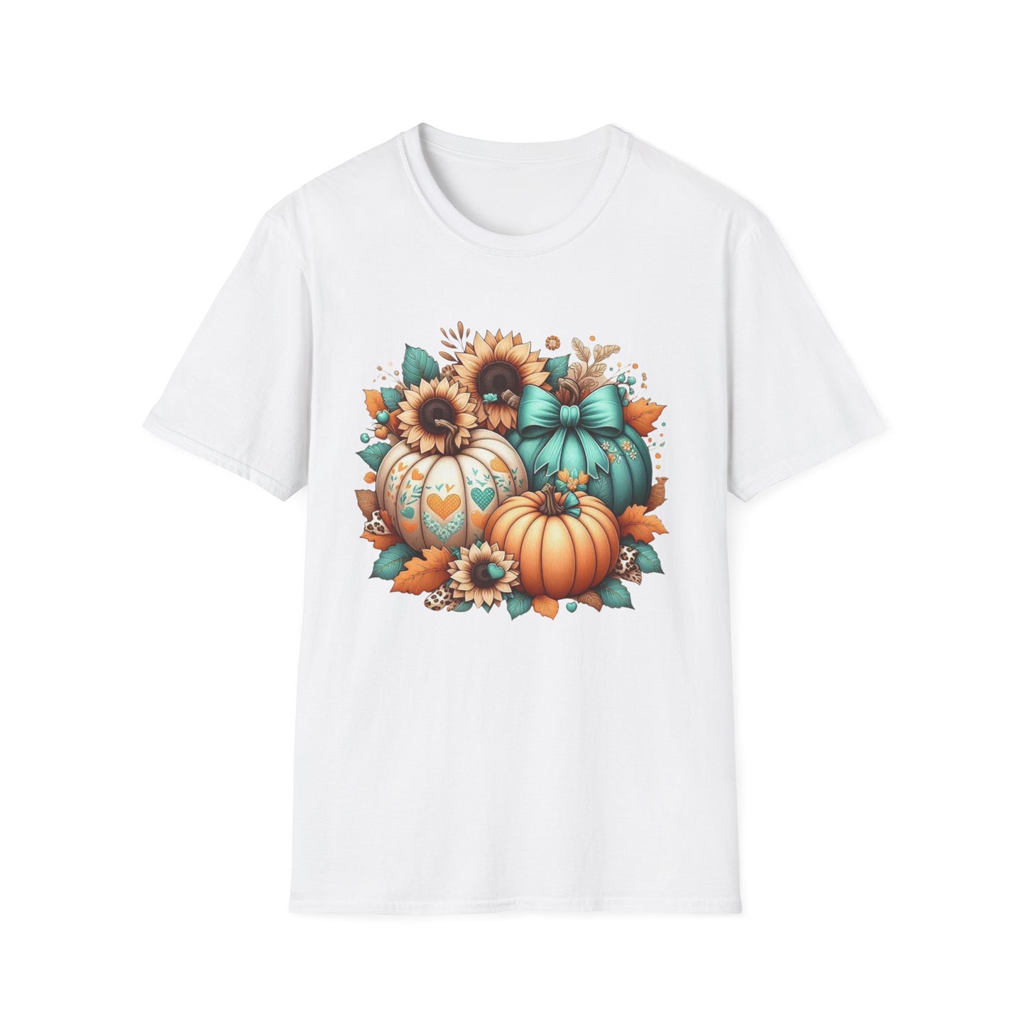 “Harvest Hearts & Bows” Tee – Pumpkin Trio Edition