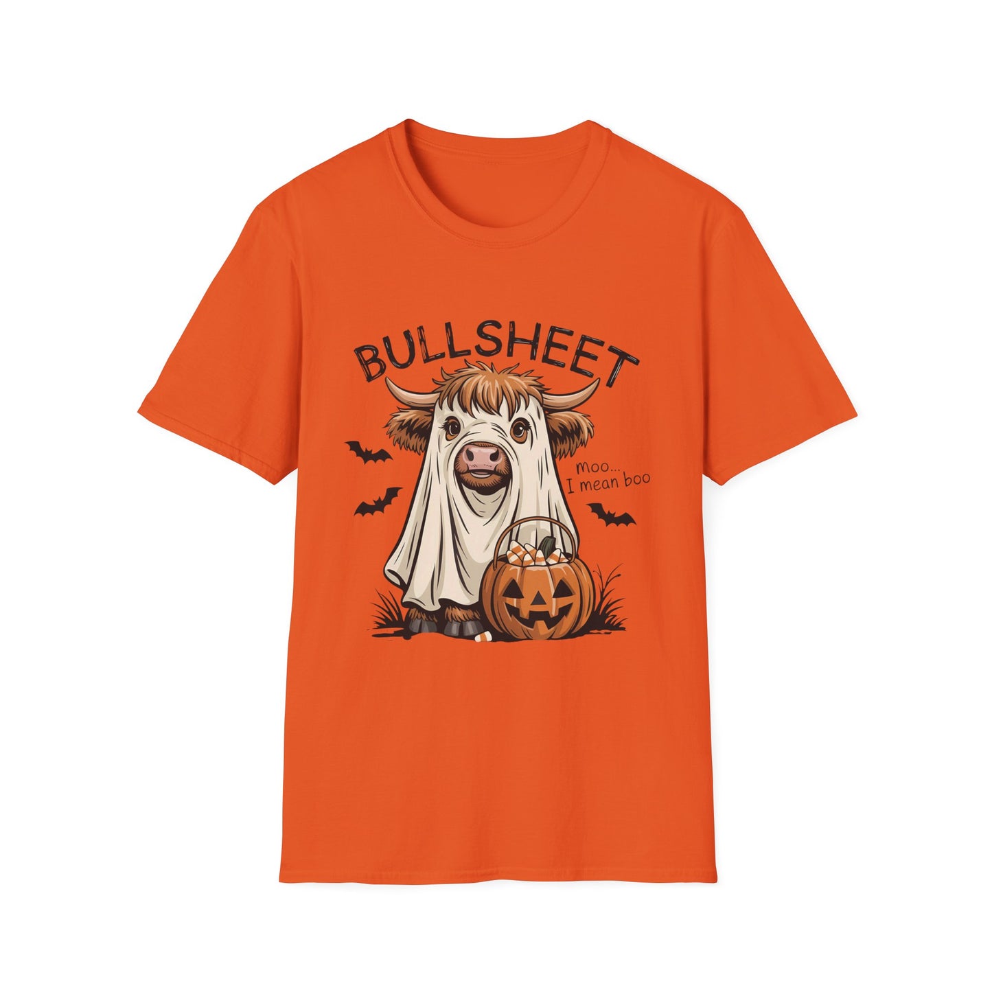 Halloween Bullsheet Cow Softstyle T-Shirt, Trick or Treat Tee, Spooky Halloween Shirt, Sarcastic Cow Shirt