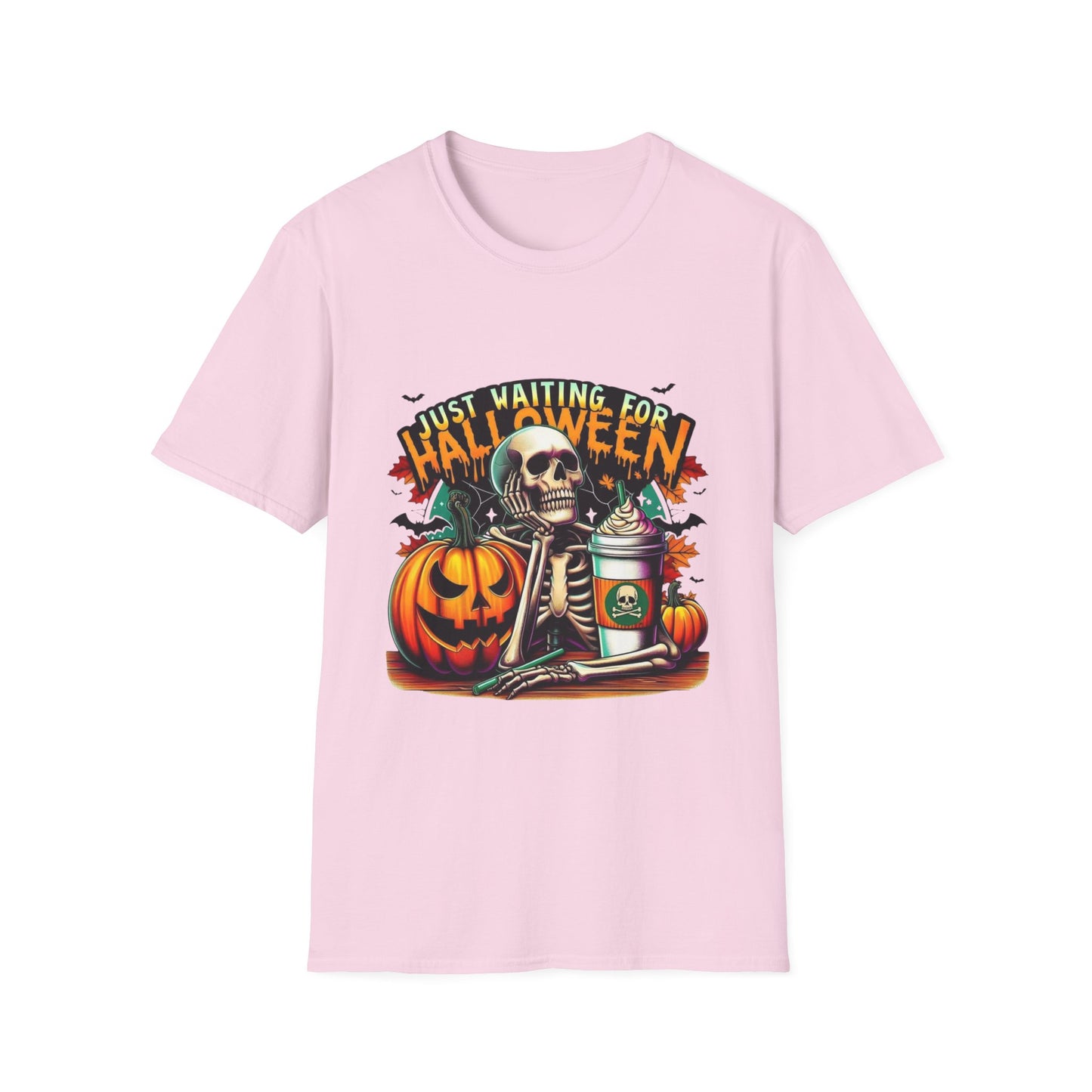 Just Waiting For Halloween Softstyle T-Shirt, Halloween Shirt, Formal Skeleton Shirt, Funny Skeleton Satire Shirt