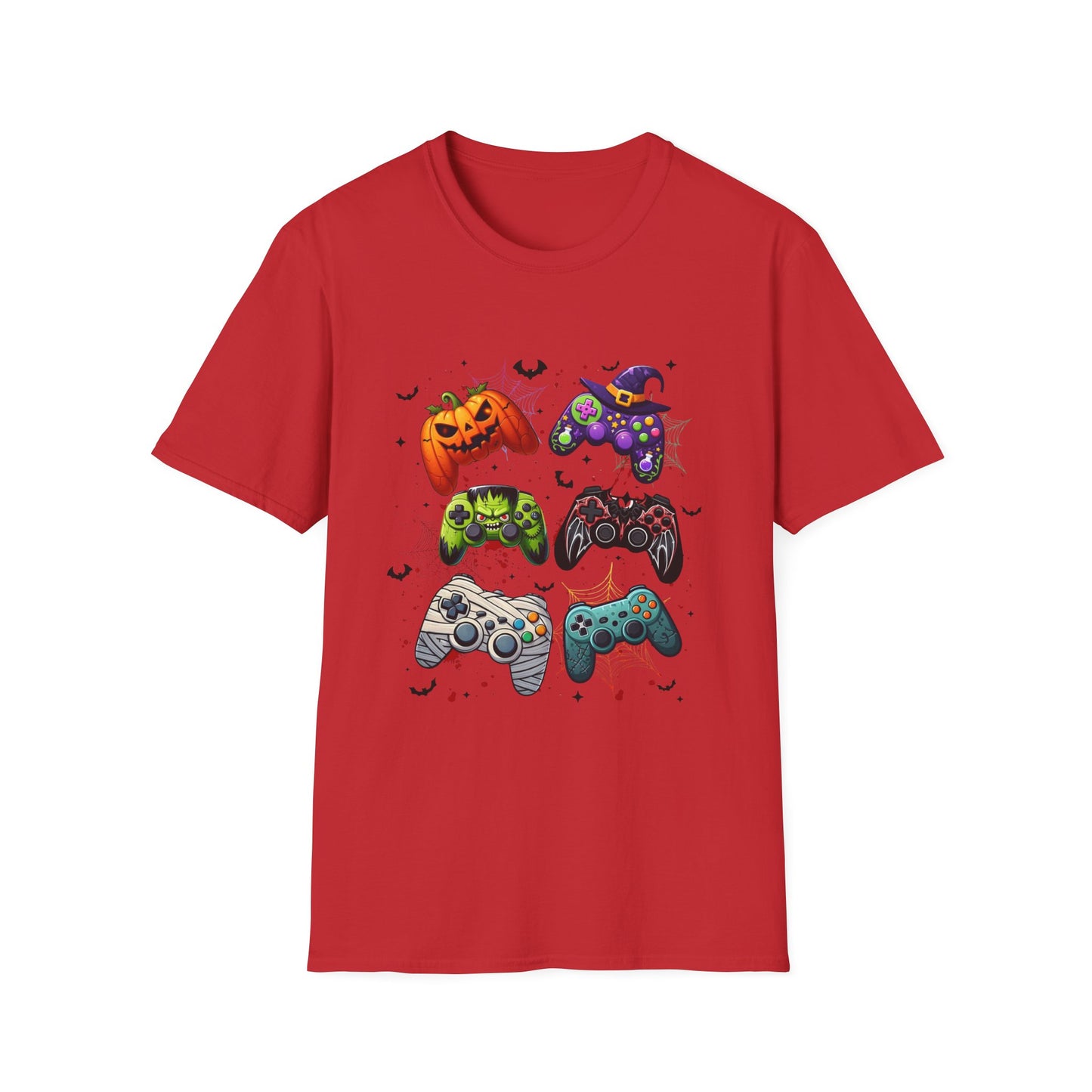 Halloween Gamepad T-Shirt, Gamer Tee for Horror Levels, Spooky Season Shirt, Unisex Softstyle Top, Cursed Vibe Controller Costume