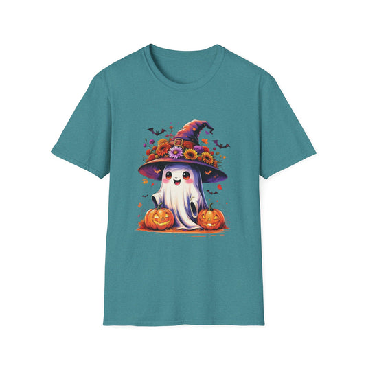 “Floral Ghost & Pumpkin” Tee – Autumn Bloom Edition