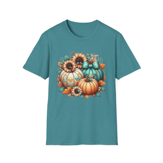 “Harvest Hearts & Bows” Tee – Pumpkin Trio Edition