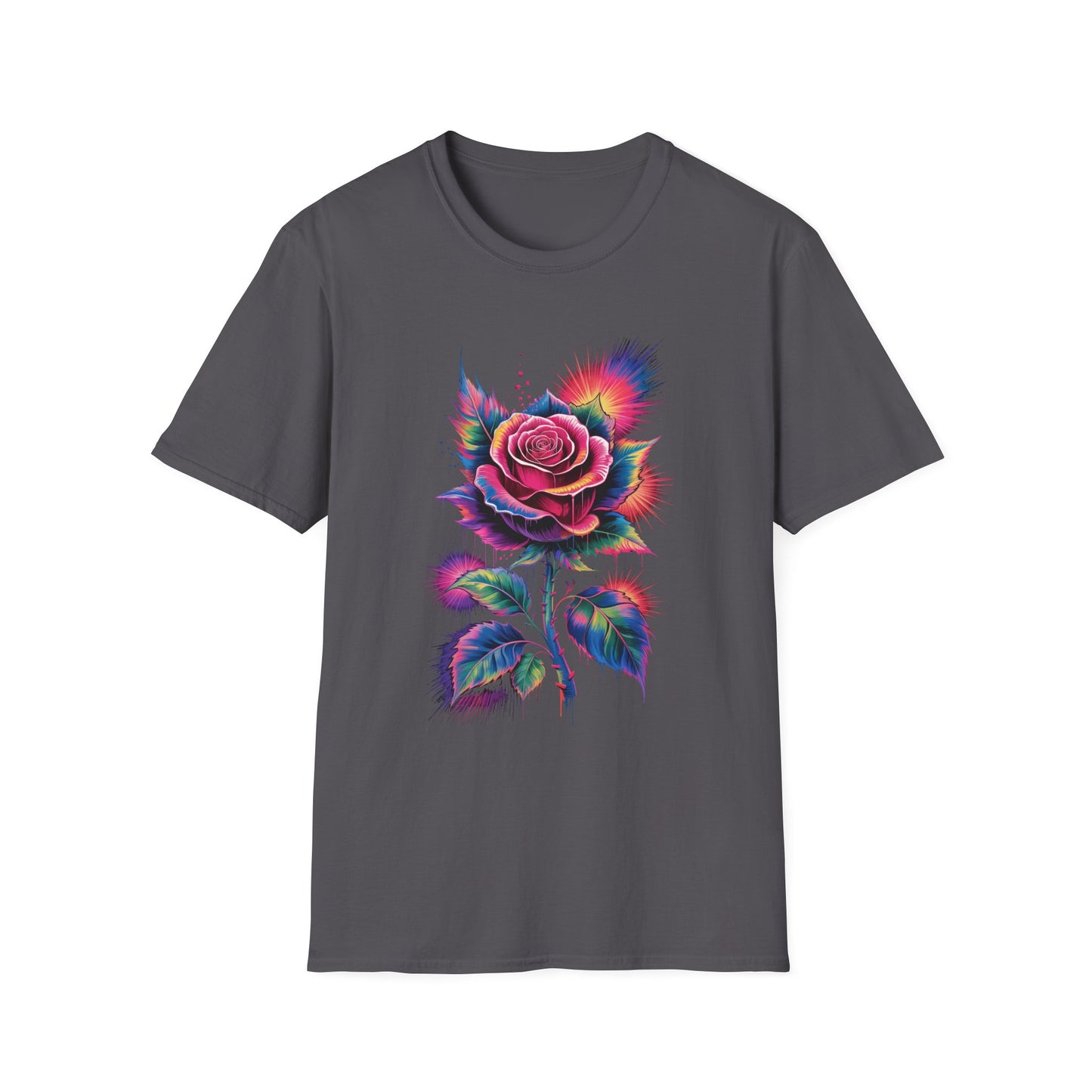 Colorburst Rose Vibrant Floral Graphic Tee