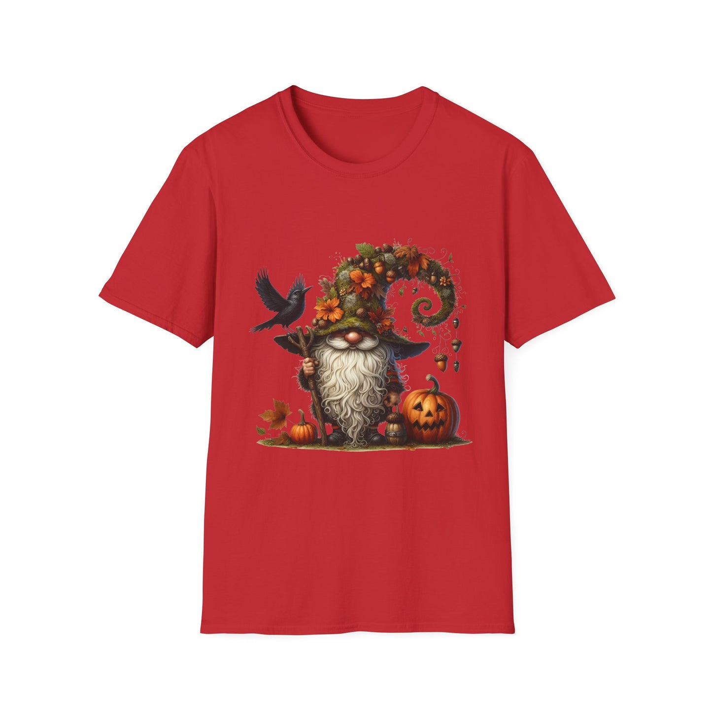 Halloween Forest Gnome Softstyle T-Shirt, Trick or Treat Tee, Spooky Halloween Shirt, Autumn Witch Hat Shirt, Enchanted Brew Top